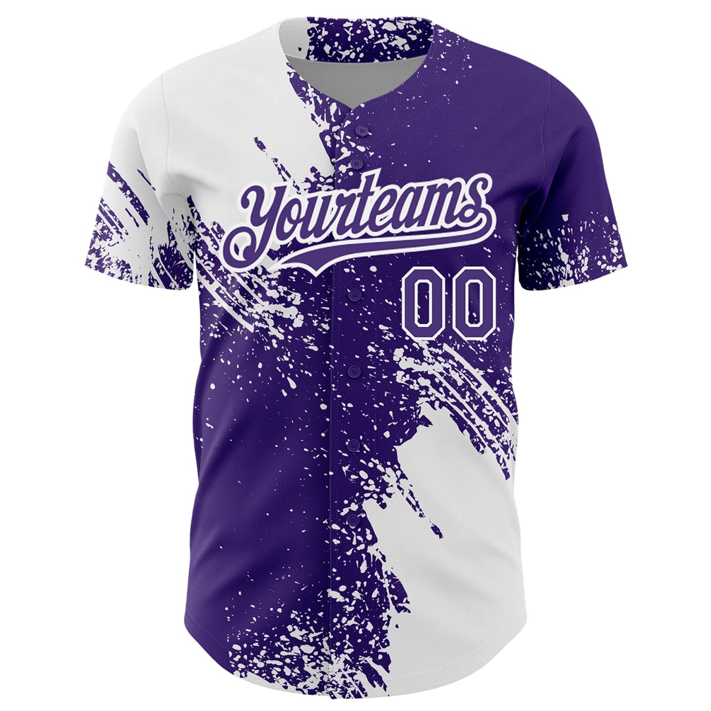 Custom White Purple 3D Pattern Design Abstract Brush Stroke Authentic Baseball Jersey baseball jersey product view 2