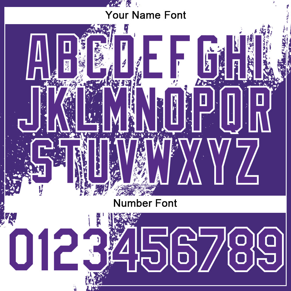 Custom White Purple 3D Pattern Design Abstract Brush Stroke Authentic Baseball Jersey baseball jersey product view 5