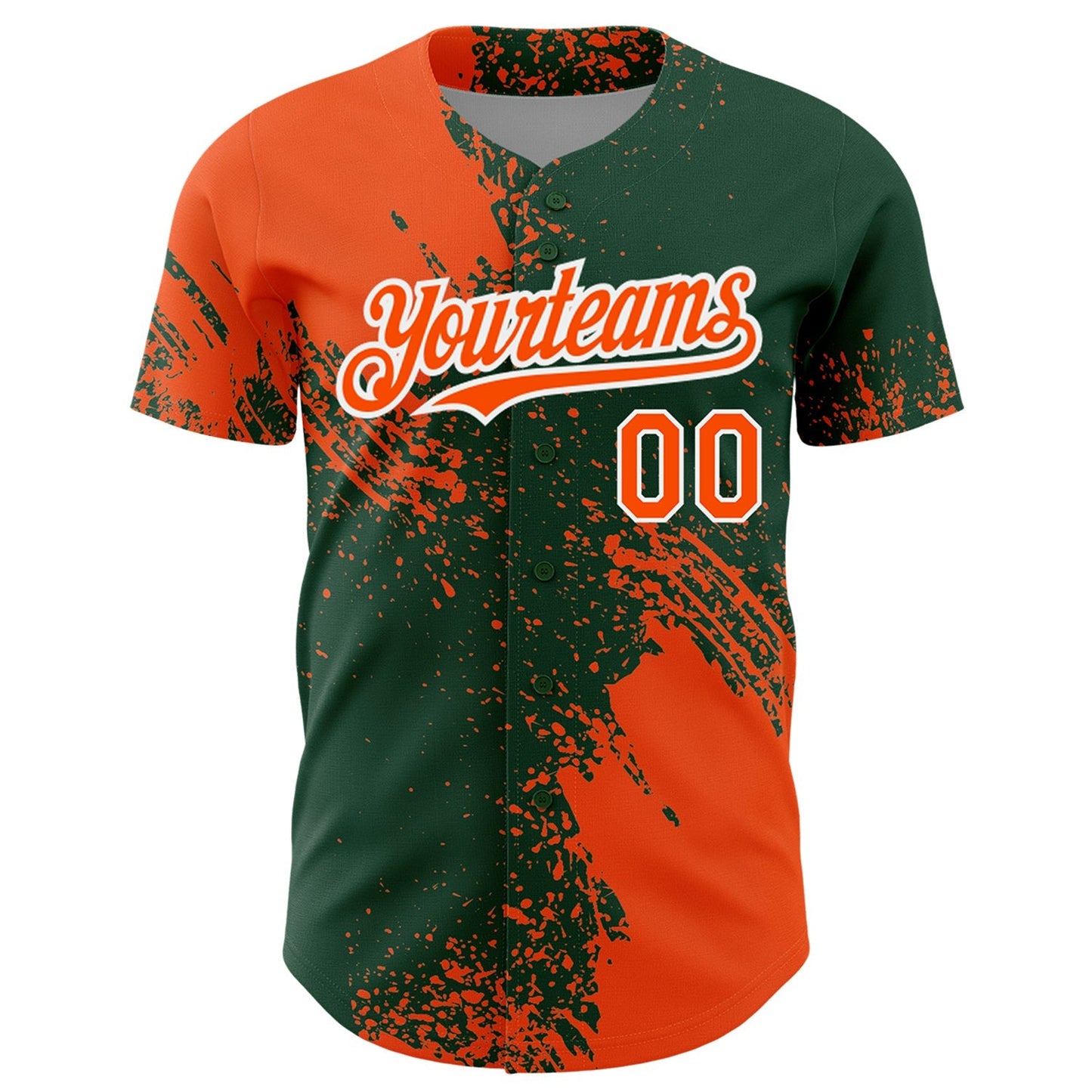 Custom Orange Green-White 3D Pattern Design Abstract Brush Stroke Authentic Baseball Jersey baseball jersey product view 2