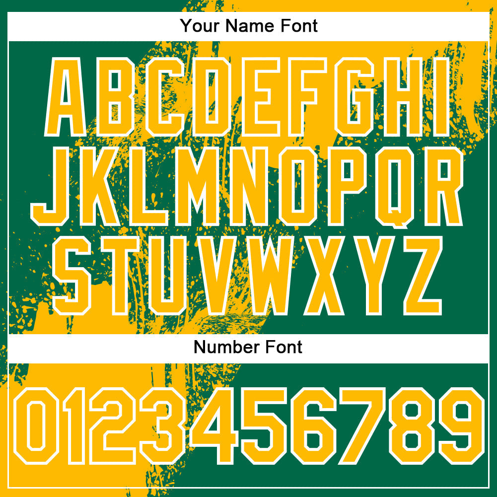 Custom Gold Kelly Green-White 3D Pattern Design Abstract Brush Stroke Authentic Baseball Jersey baseball jersey product view 5