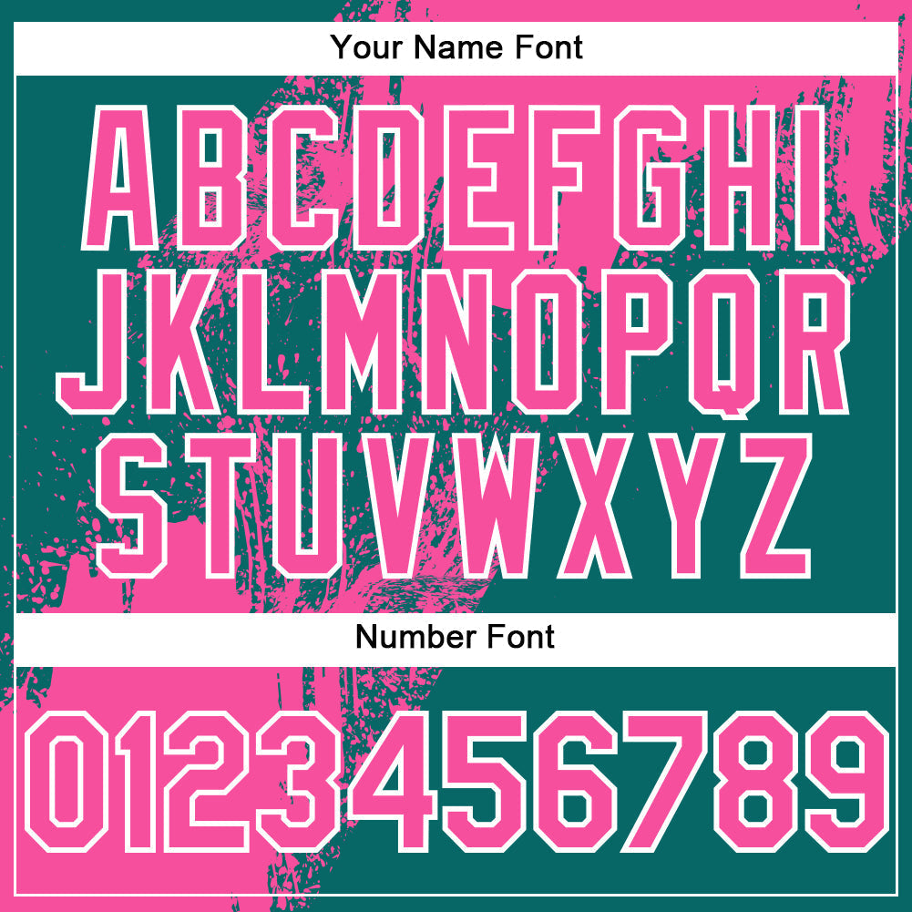 Custom Pink Teal-White 3D Pattern Design Abstract Brush Stroke Authentic Baseball Jersey baseball jersey product view 5