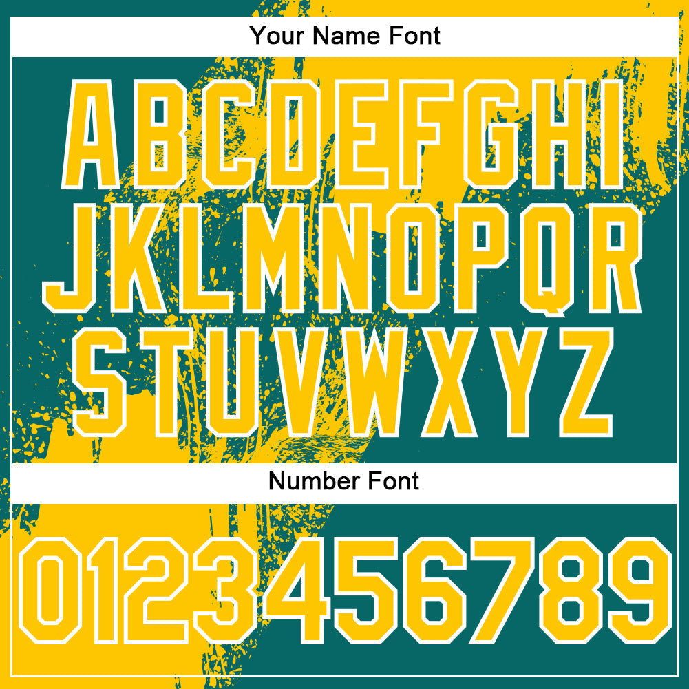 Custom Yellow Teal-White 3D Pattern Design Abstract Brush Stroke Authentic Baseball Jersey baseball jersey product view 5