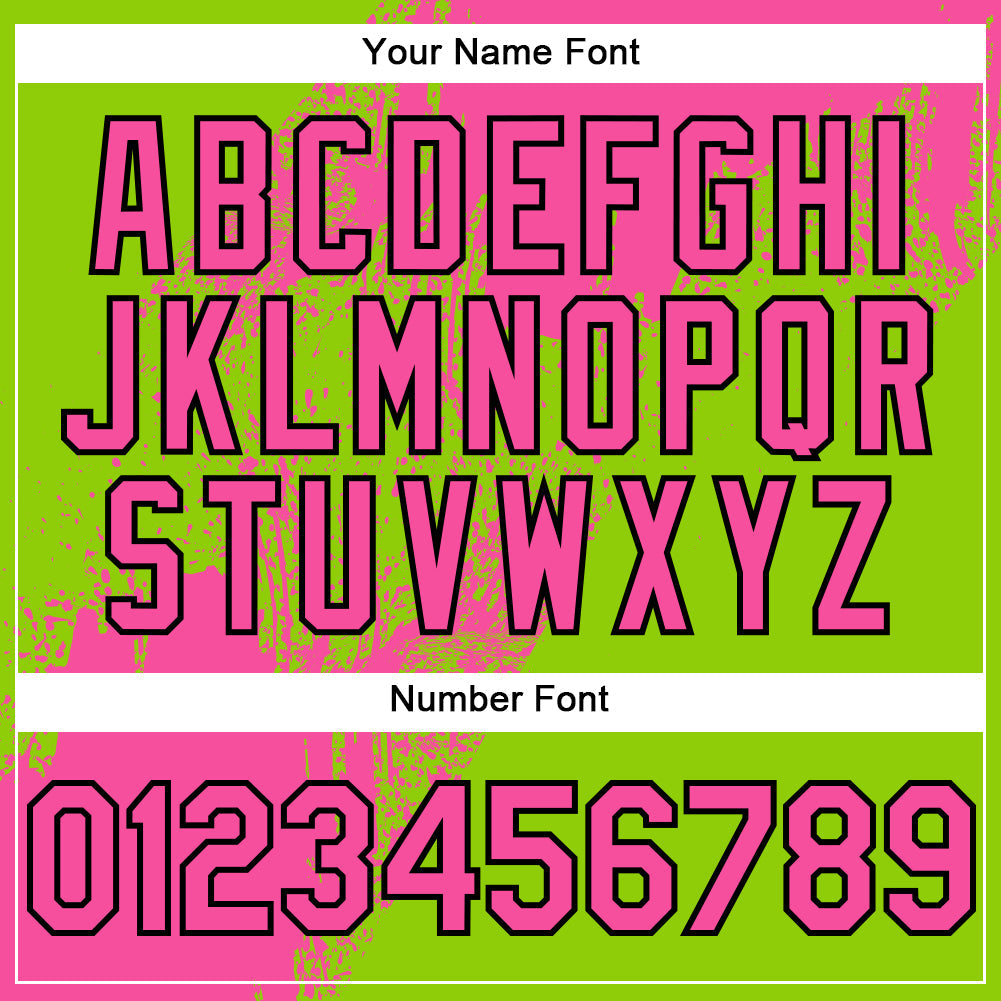 Custom Pink Neon Green-Black 3D Pattern Design Abstract Brush Stroke Authentic Baseball Jersey baseball jersey product view 5