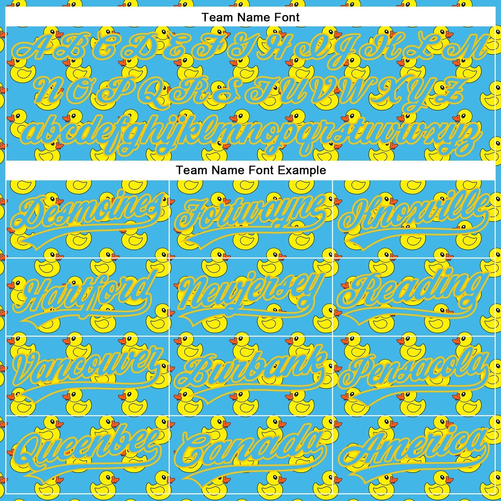 Custom Sky Blue Yellow 3D Pattern Design Animal Duck Authentic Baseball Jersey baseball jersey product view 4