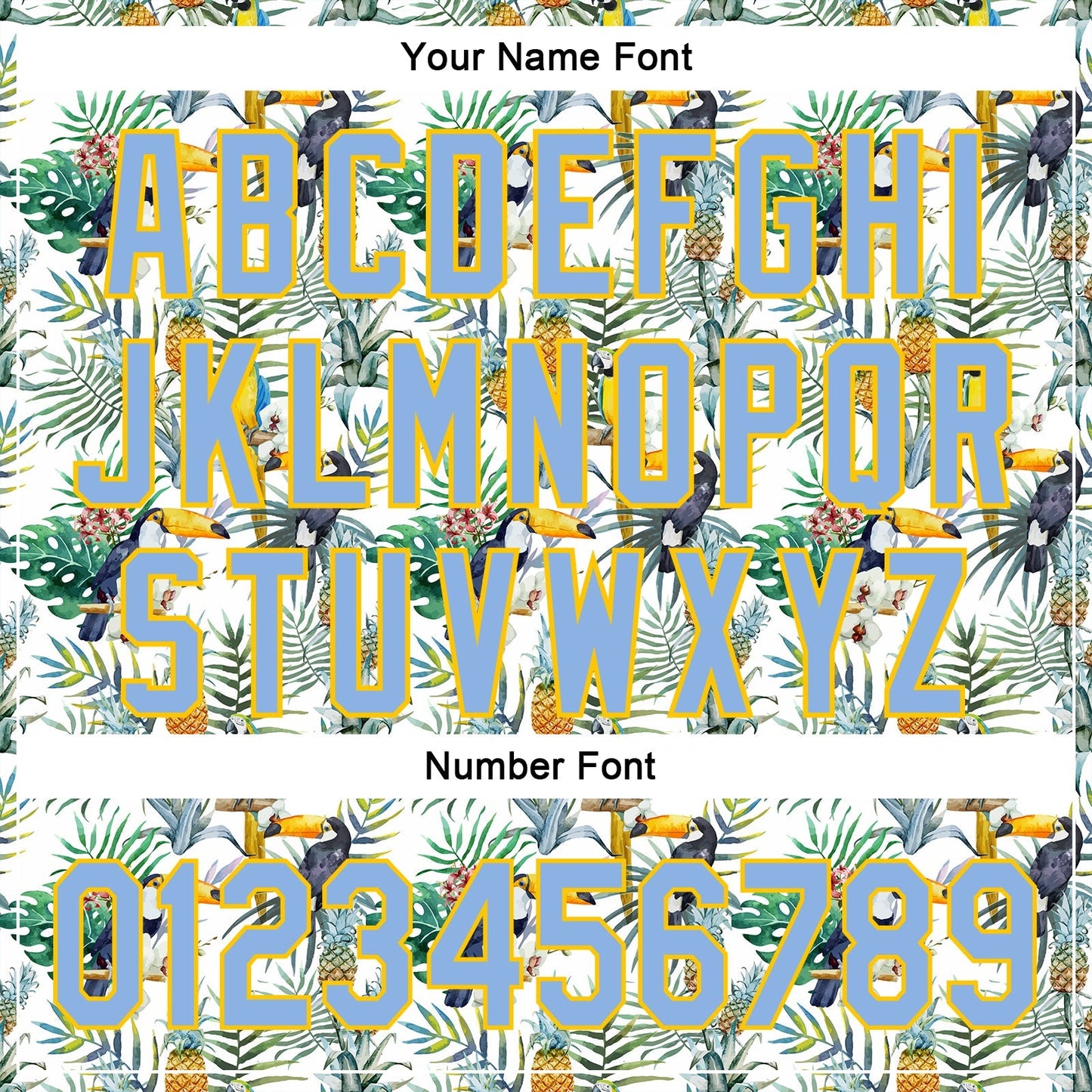 Custom White Light Blue-Yellow 3D Pattern Design Animal Toucan And Tropical Hawaii Palm Leaves Authentic Baseball Jersey baseball jersey product view 5