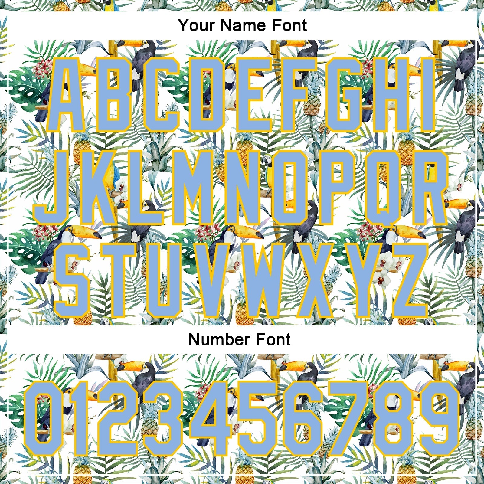 Custom White Light Blue-Yellow 3D Pattern Design Animal Toucan And Tropical Hawaii Palm Leaves Authentic Baseball Jersey baseball jersey product view 5