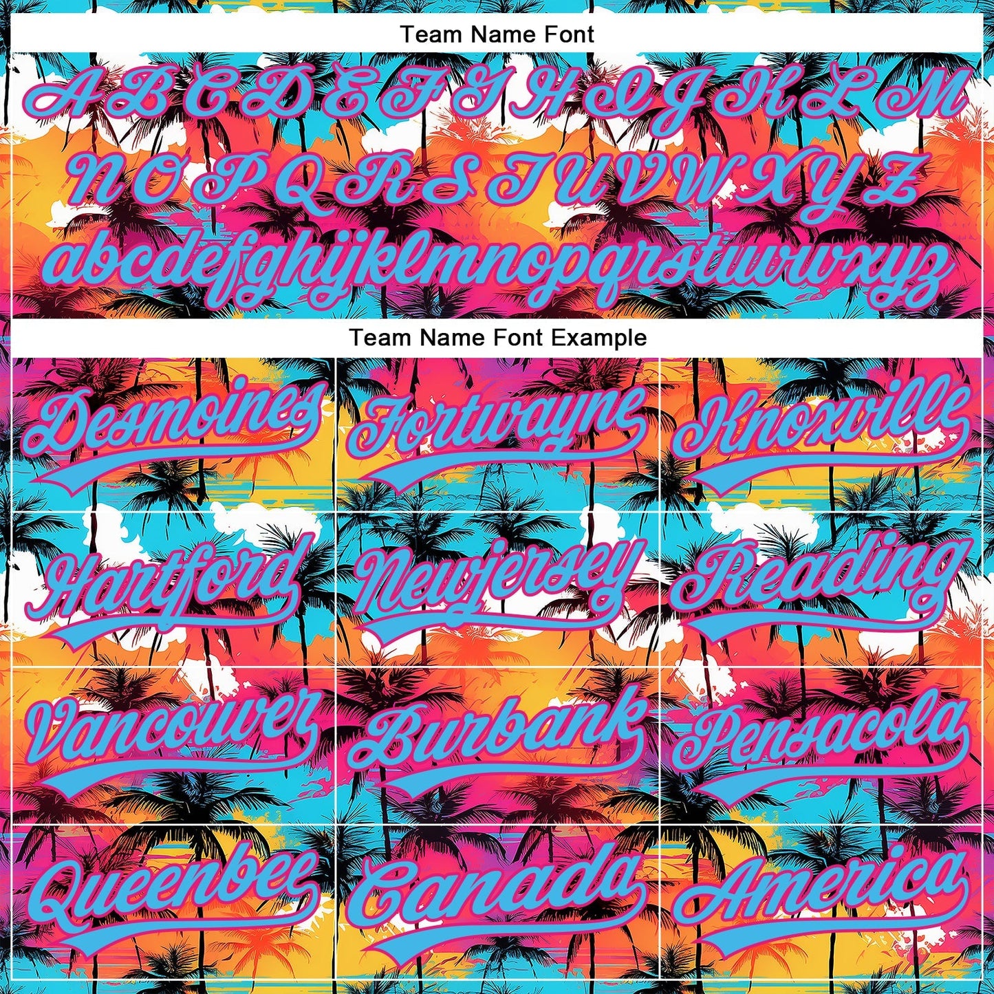 Custom Sky Blue Hot Pink 3D Pattern Design Tropical Hawaii Palm Trees Authentic Baseball Jersey baseball jersey product view 4