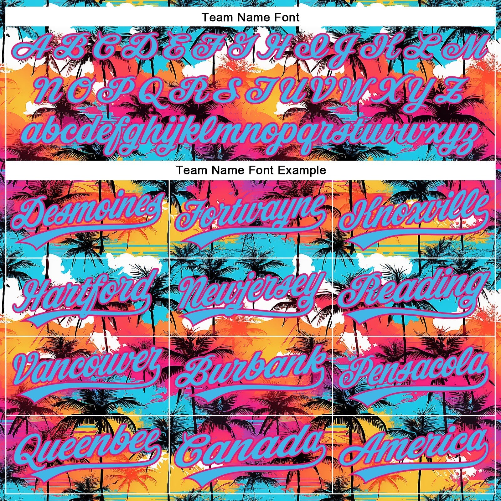 Custom Sky Blue Hot Pink 3D Pattern Design Tropical Hawaii Palm Trees Authentic Baseball Jersey baseball jersey product view 4