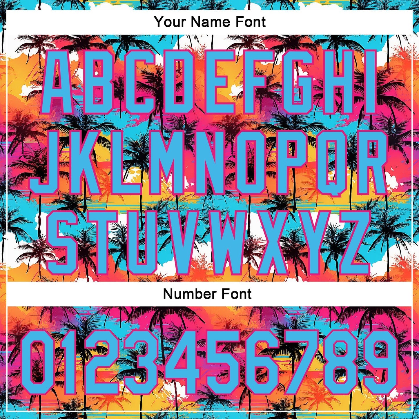 Custom Sky Blue Hot Pink 3D Pattern Design Tropical Hawaii Palm Trees Authentic Baseball Jersey baseball jersey product view 5