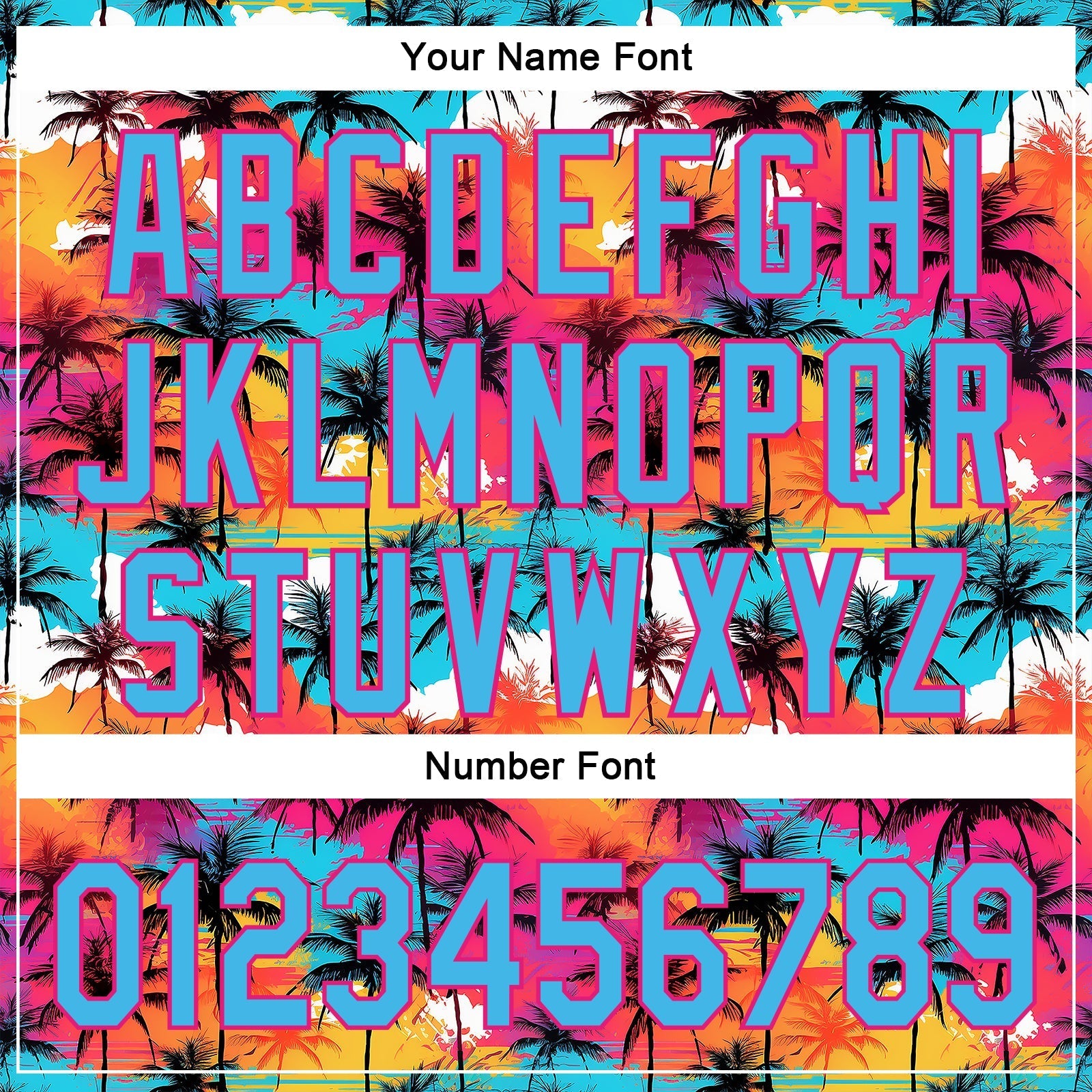 Custom Sky Blue Hot Pink 3D Pattern Design Tropical Hawaii Palm Trees Authentic Baseball Jersey baseball jersey product view 5