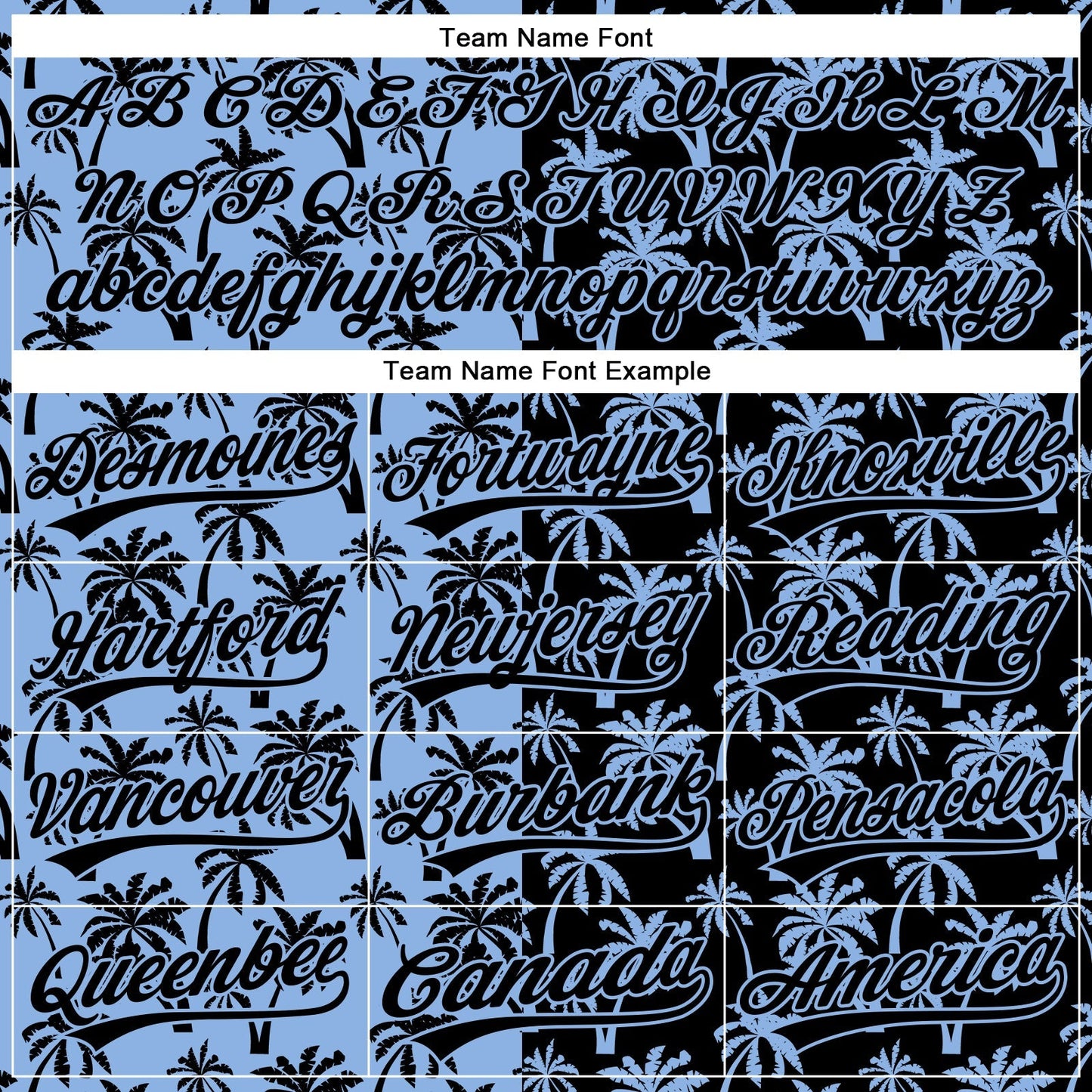 Custom Light Blue Black 3D Pattern Design Tropical Hawaii Palm Trees Authentic Baseball Jersey baseball jersey product view 4