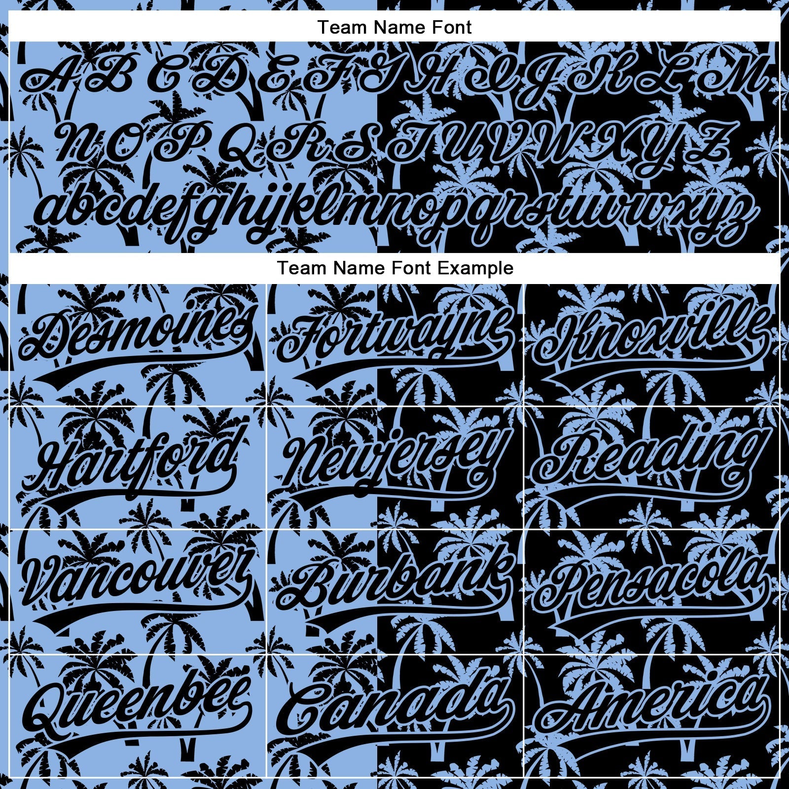 Custom Light Blue Black 3D Pattern Design Tropical Hawaii Palm Trees Authentic Baseball Jersey baseball jersey product view 4
