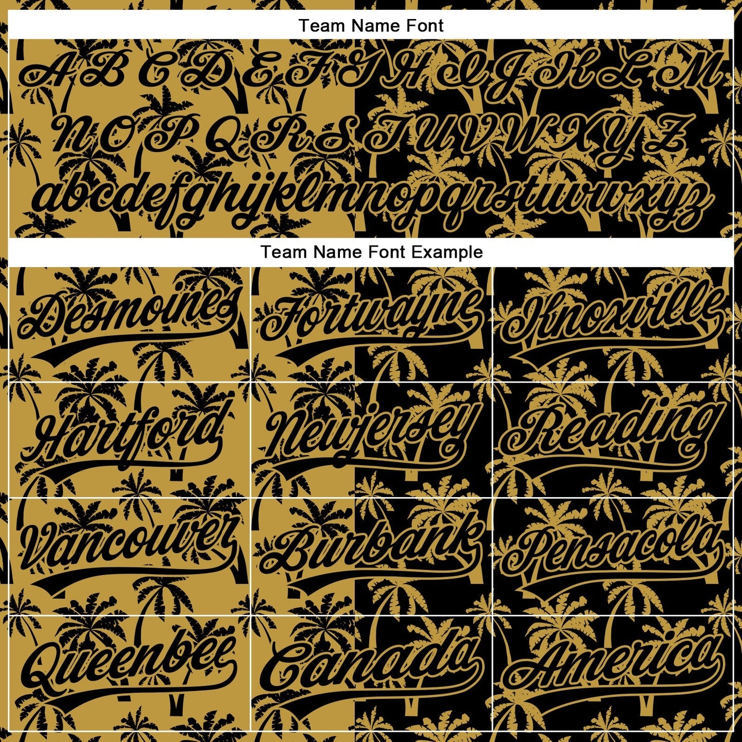 Custom Old Gold Black 3D Pattern Design Tropical Hawaii Palm Trees Authentic Baseball Jersey baseball jersey product view 4
