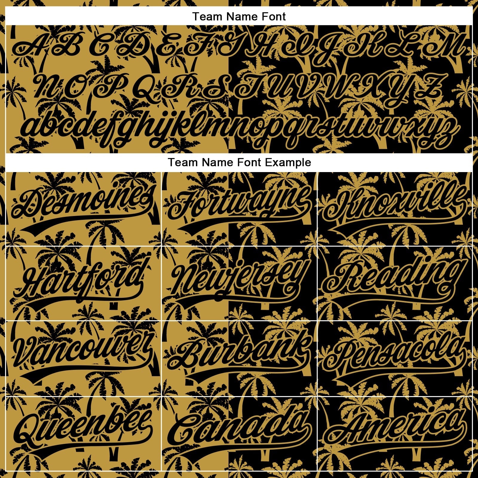 Custom Old Gold Black 3D Pattern Design Tropical Hawaii Palm Trees Authentic Baseball Jersey baseball jersey product view 4
