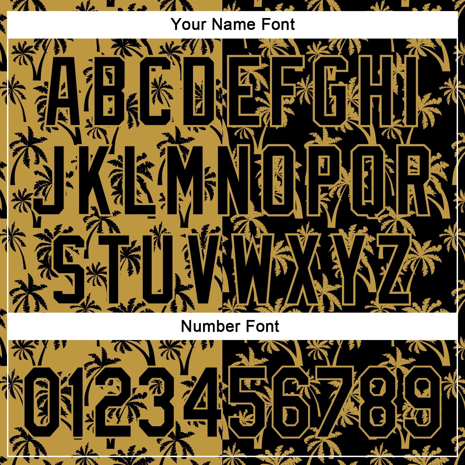 Custom Old Gold Black 3D Pattern Design Tropical Hawaii Palm Trees Authentic Baseball Jersey baseball jersey product view 5