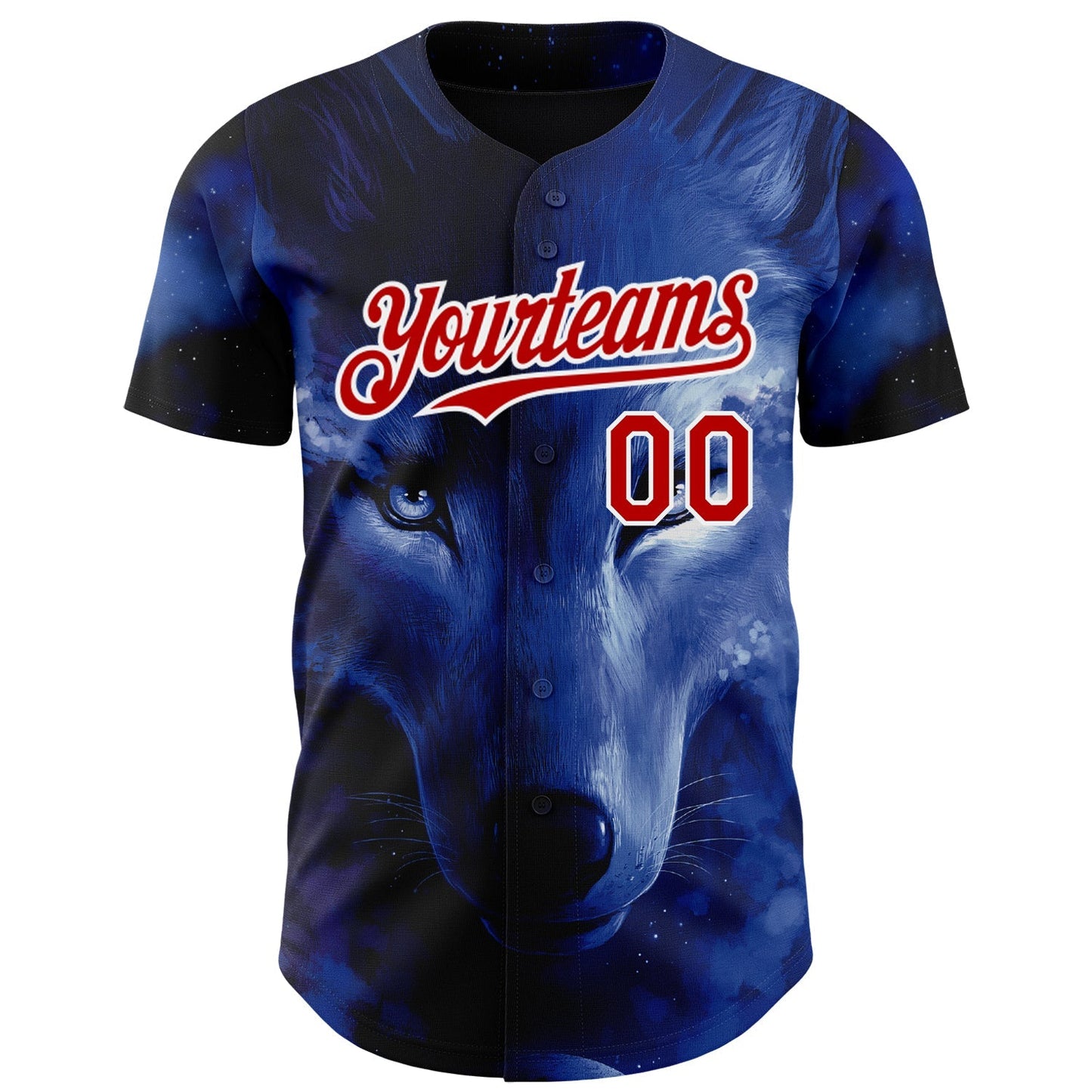 Custom Black Red-White 3D Pattern Design Animal Wolf Authentic Baseball Jersey baseball jersey product view 2
