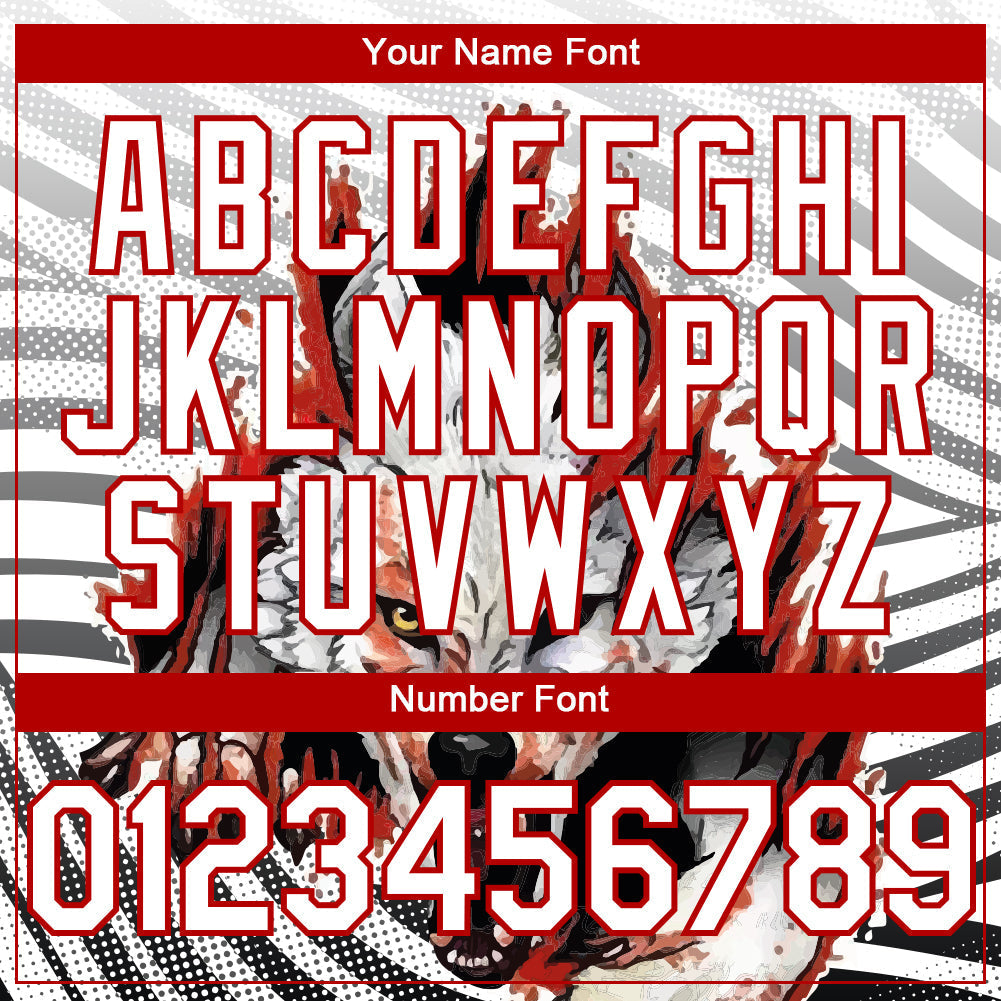 Custom White Red 3D Pattern Design Animal Wolf Authentic Baseball Jersey baseball jersey product view 5