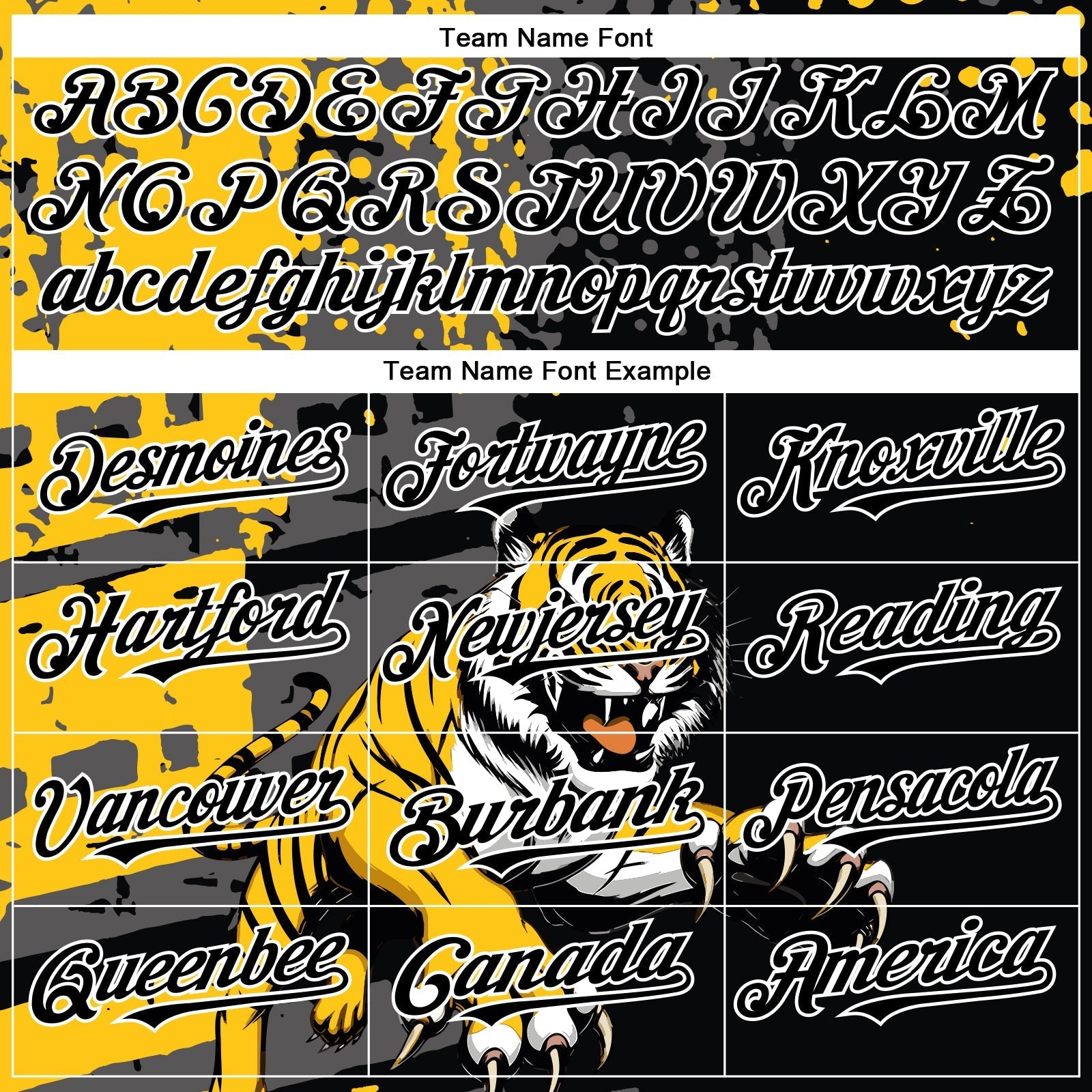 Custom Black Yellow-White 3D Pattern Design Animal Tiger Authentic Baseball Jersey baseball jersey product view 4