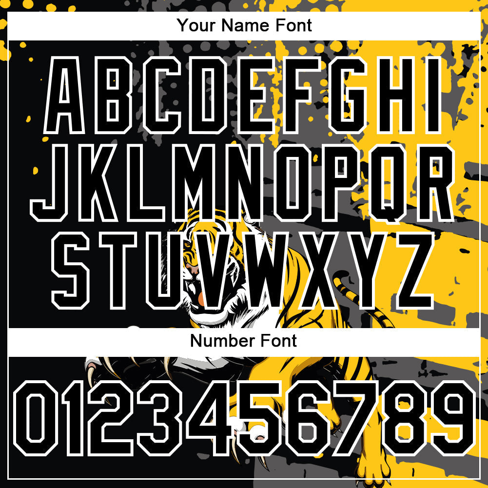 Custom Black Yellow-White 3D Pattern Design Animal Tiger Authentic Baseball Jersey baseball jersey product view 5