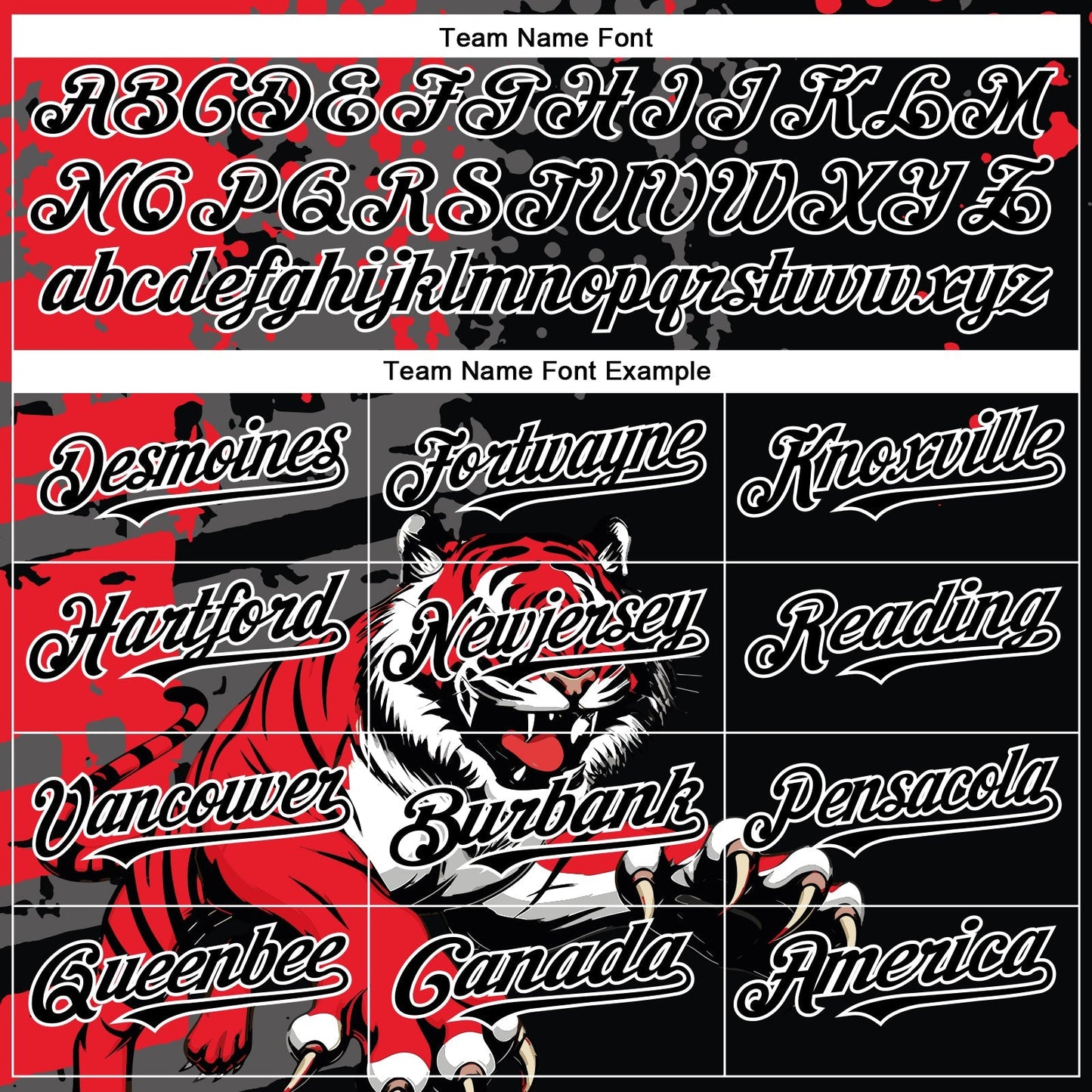Custom Black Red-White 3D Pattern Design Animal Tiger Authentic Baseball Jersey baseball jersey product view 4