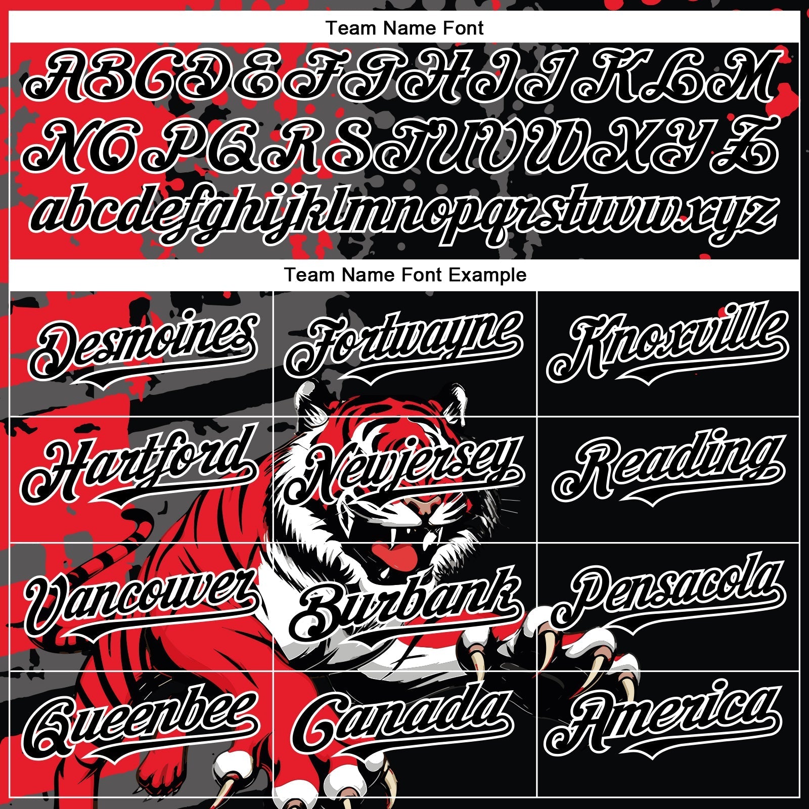 Custom Black Red-White 3D Pattern Design Animal Tiger Authentic Baseball Jersey baseball jersey product view 4