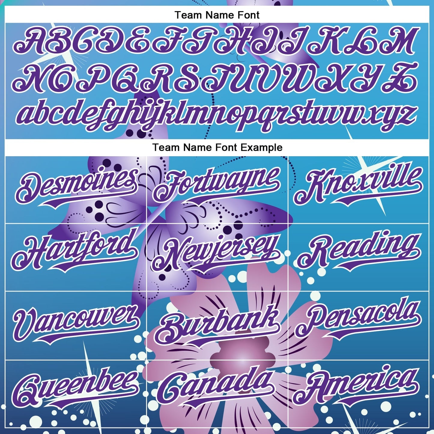 Custom Light Blue Purple-White 3D Pattern Design Animal Butterfly And Flower Authentic Baseball Jersey baseball jersey product view 4