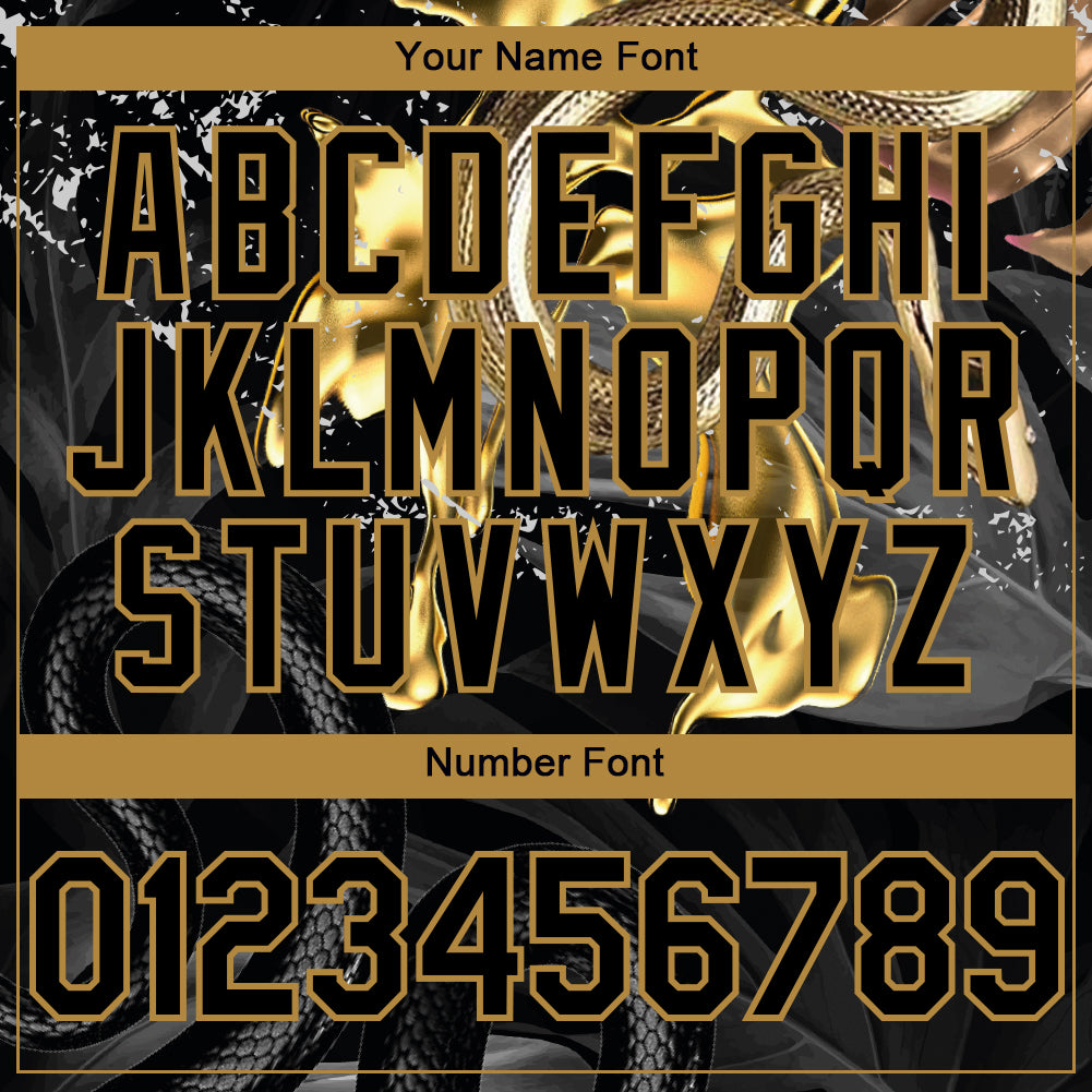 Custom Black Old Gold 3D Pattern Design Animal Snake Authentic Baseball Jersey baseball jersey product view 5
