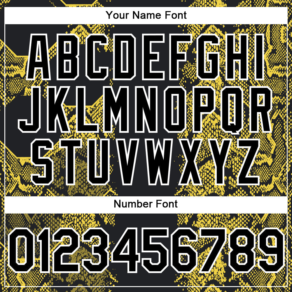 Custom Black Yellow-White 3D Pattern Design Animal Snake Authentic Baseball Jersey baseball jersey product view 5