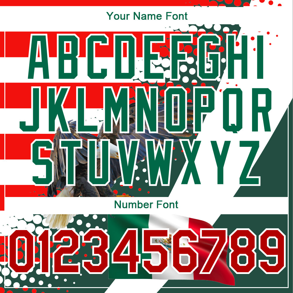 Custom White Red-Kelly Green 3D Mexico Authentic Baseball Jersey baseball jersey product view 5
