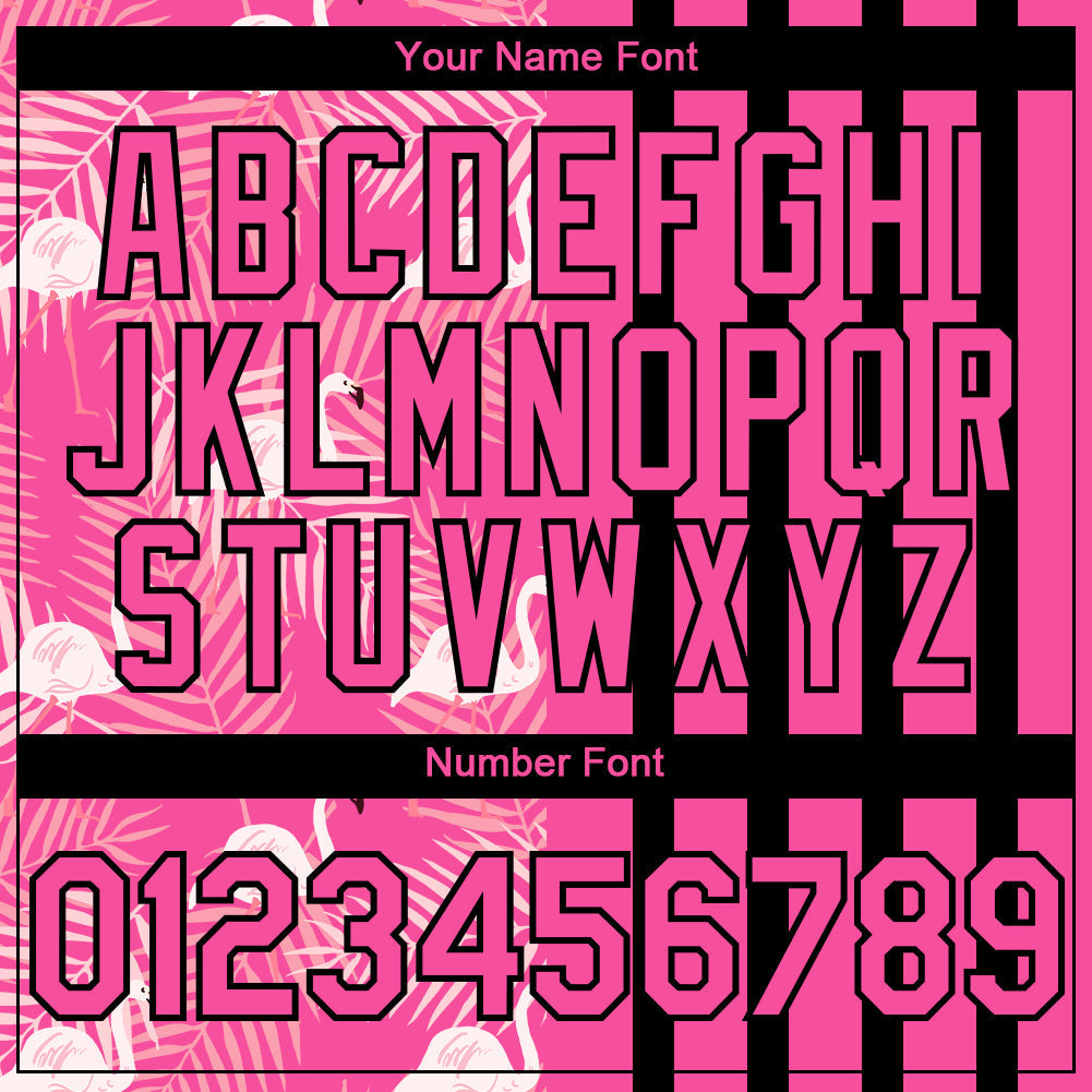 Custom Pink Black 3D Pattern Design Tropical Palm Leaves And Famingo Authentic Baseball Jersey baseball jersey product view 5