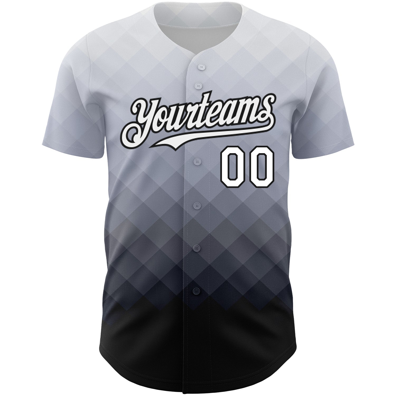 Custom Gray White-Black 3D Pattern Design Gradient Square Shape Authentic Baseball Jersey baseball jersey product view 2