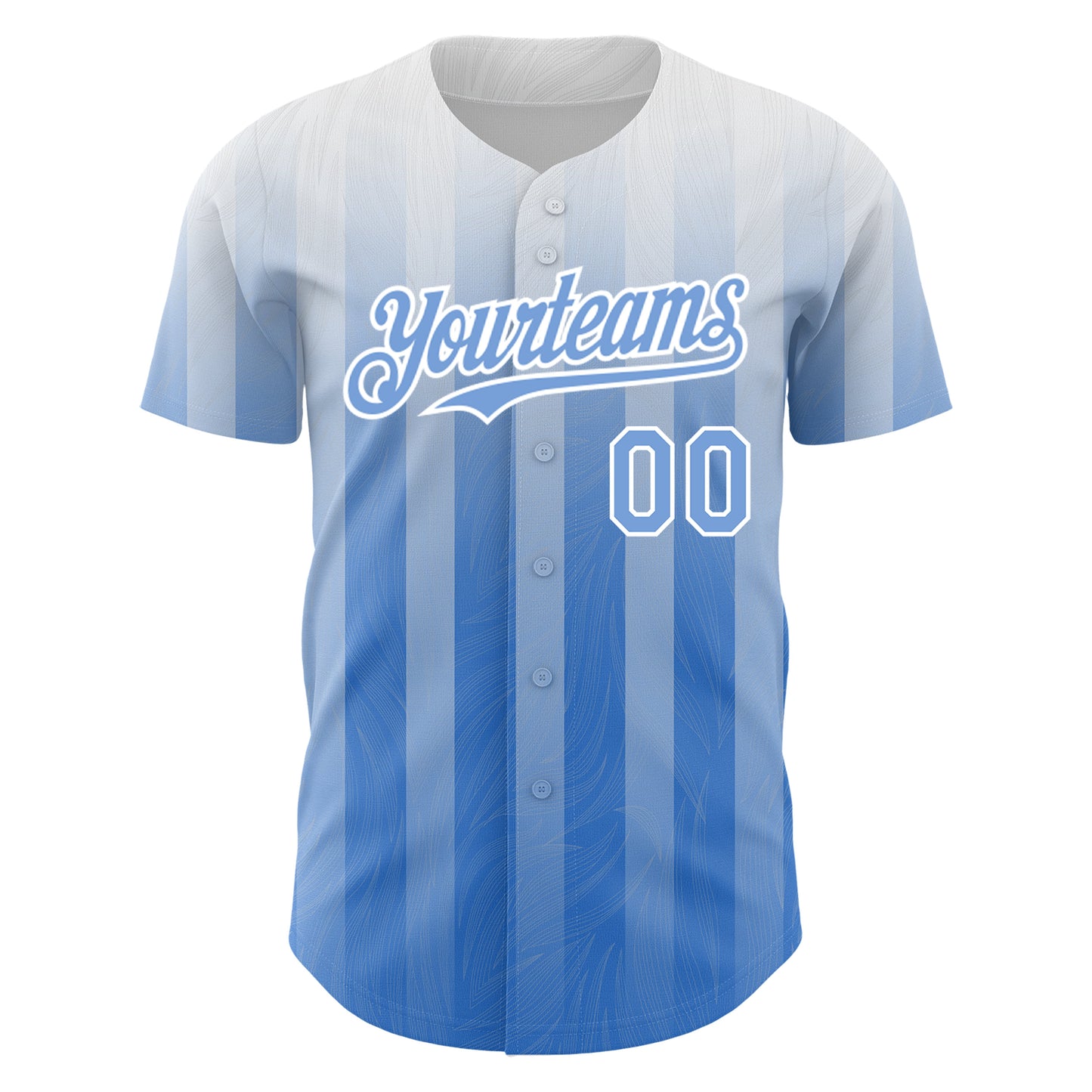 Custom White Light Blue 3D Pattern Design Stripes Authentic Baseball Jersey baseball jersey product view 2