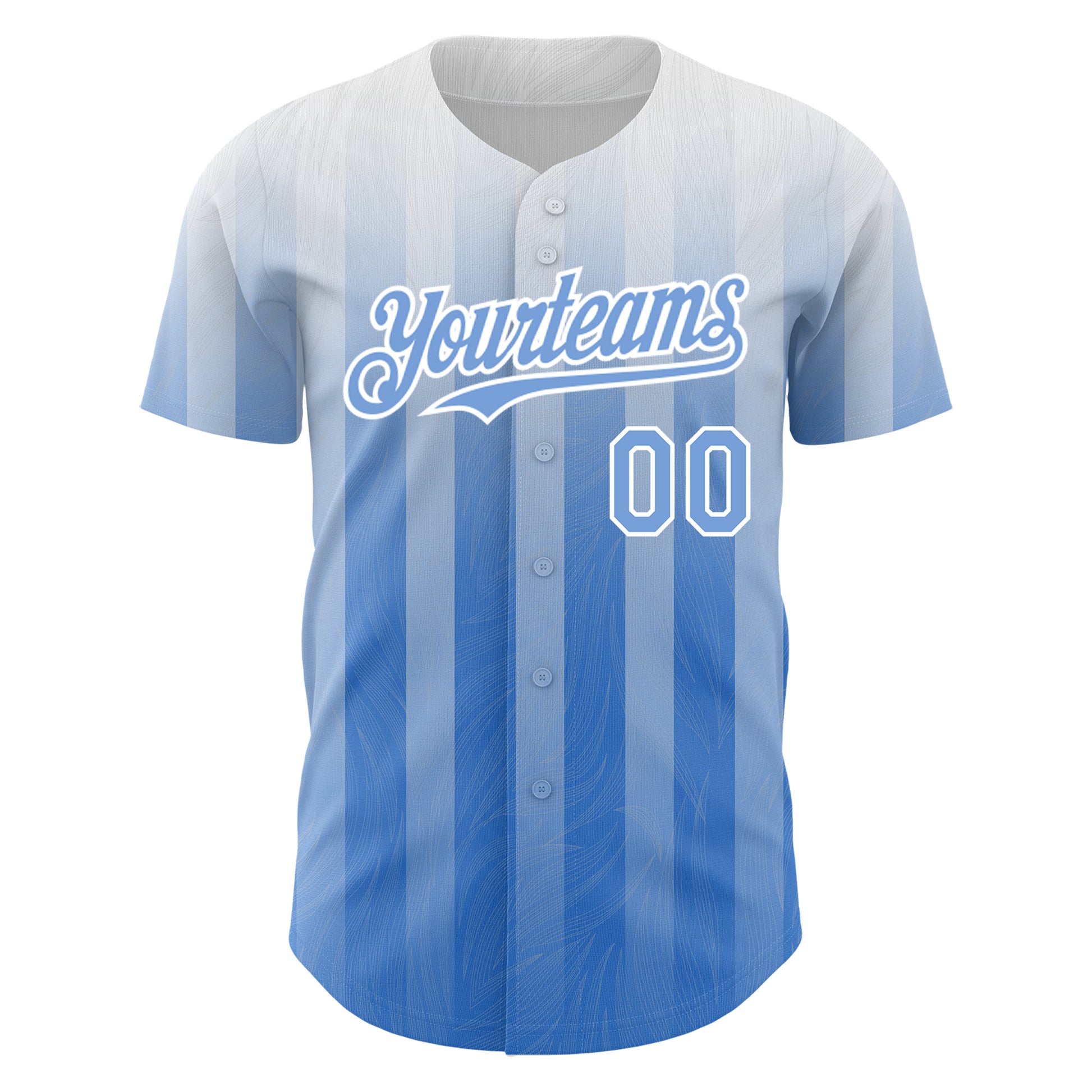 Custom White Light Blue 3D Pattern Design Stripes Authentic Baseball Jersey baseball jersey product view 2