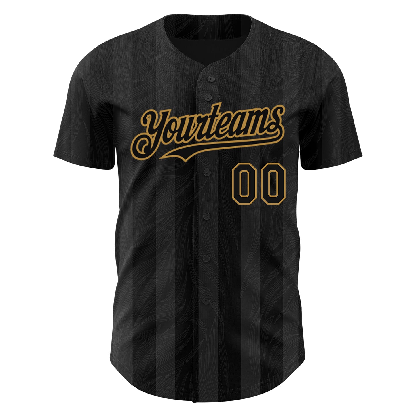Custom Black Old Gold 3D Pattern Design Stripes Authentic Baseball Jersey baseball jersey product view 2