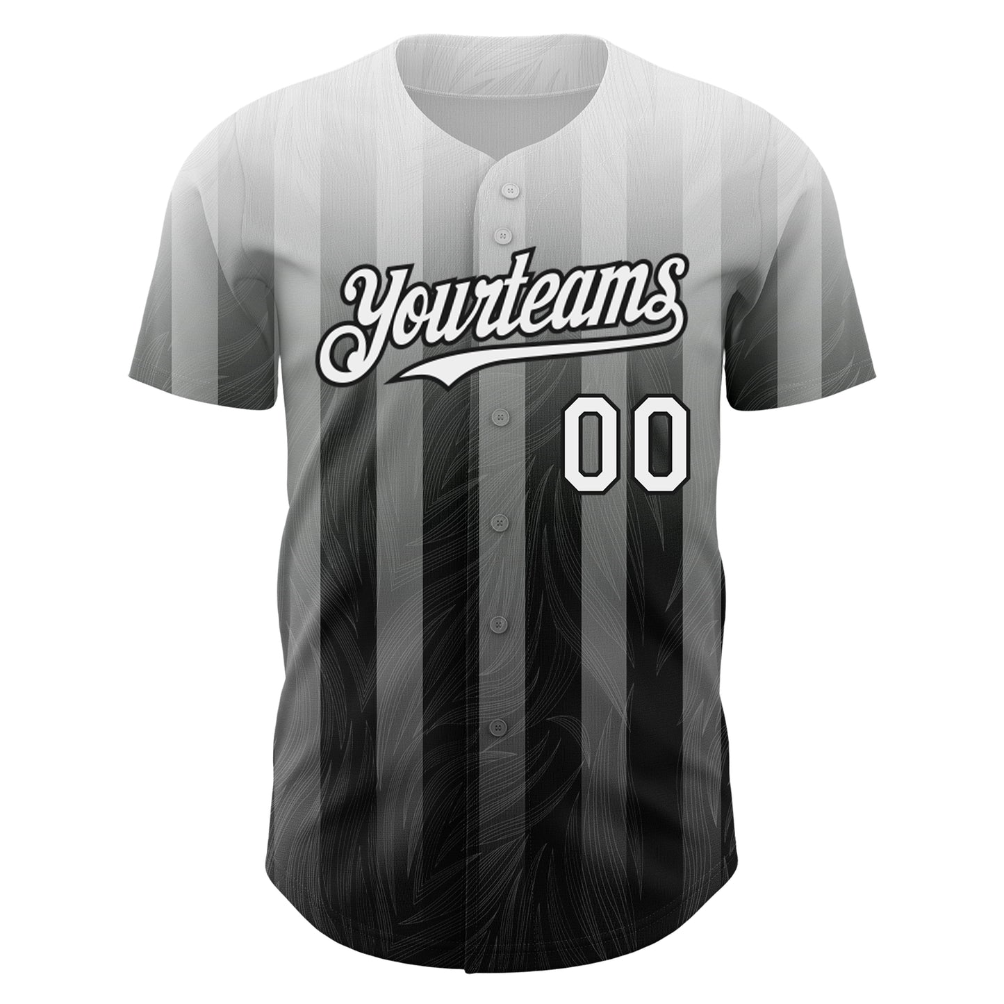 Custom Gray White-Black 3D Pattern Design Stripes Authentic Baseball Jersey baseball jersey product view 2