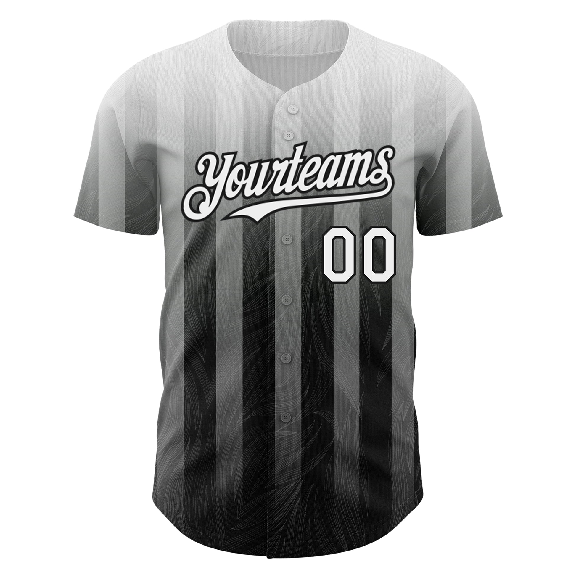 Custom Gray White-Black 3D Pattern Design Stripes Authentic Baseball Jersey baseball jersey product view 2