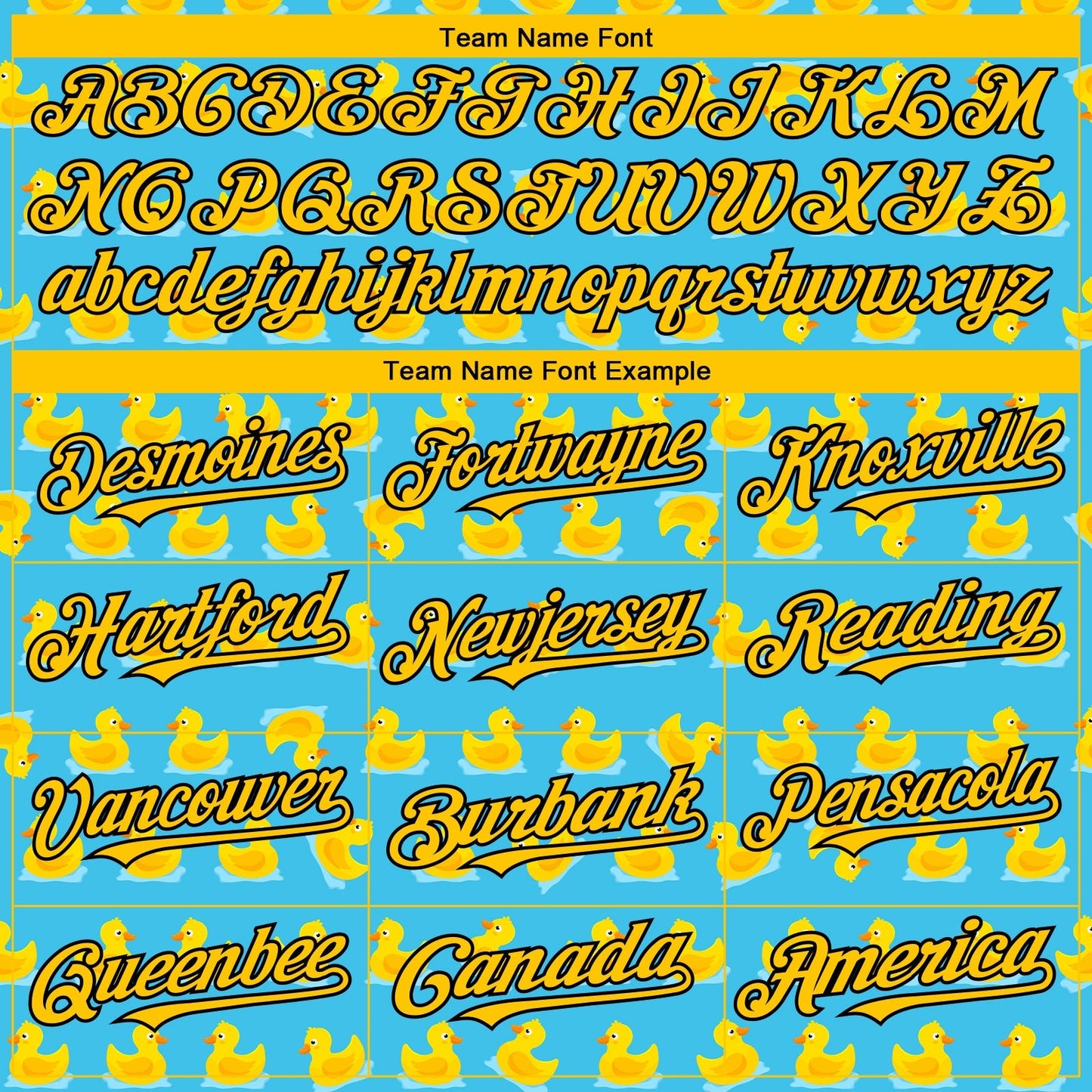 Custom Sky Blue Yellow-Black 3D Pattern Design Duck Authentic Baseball Jersey baseball jersey product view 4