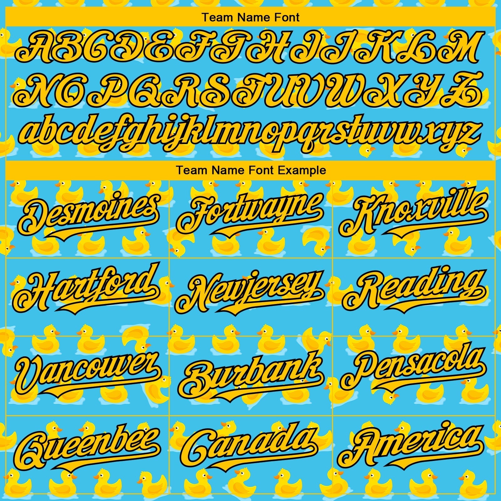 Custom Sky Blue Yellow-Black 3D Pattern Design Duck Authentic Baseball Jersey baseball jersey product view 4