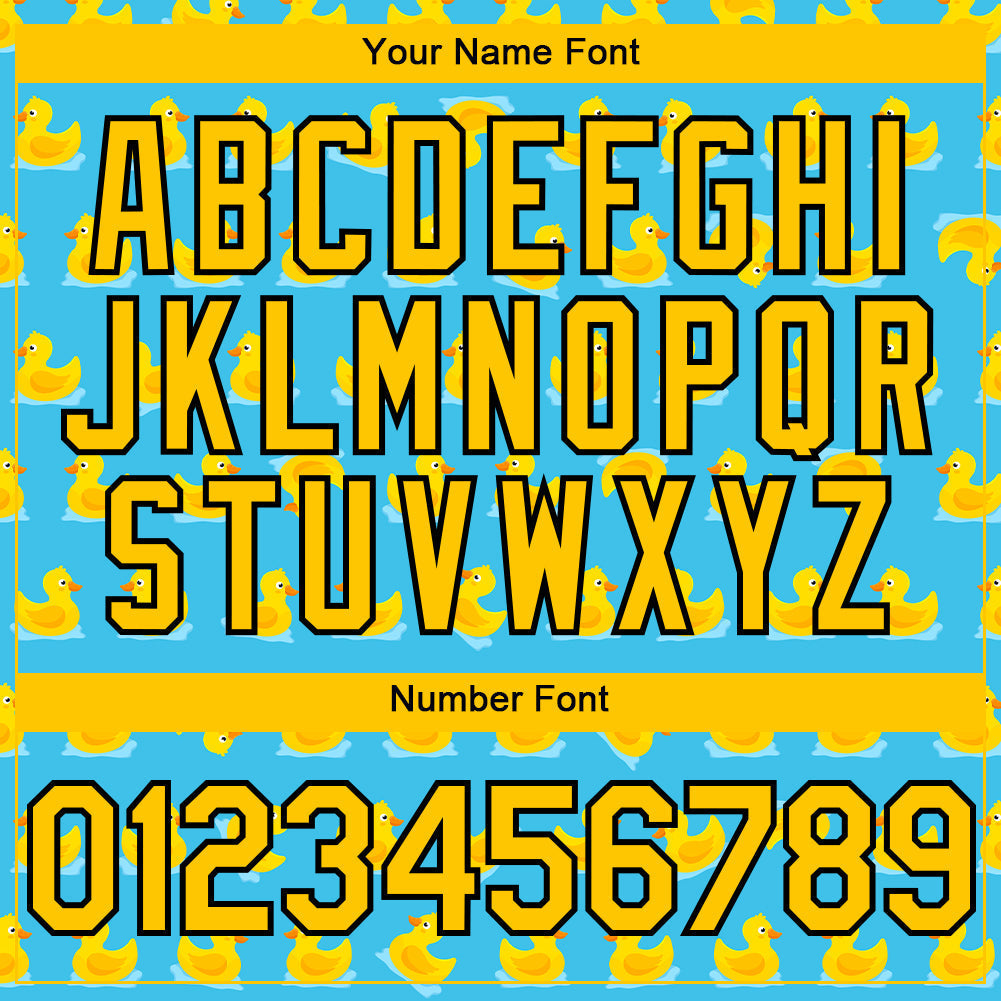 Custom Sky Blue Yellow-Black 3D Pattern Design Duck Authentic Baseball Jersey baseball jersey product view 5