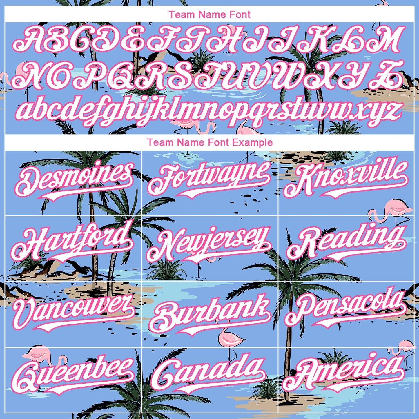 Custom Light Blue White-Pink 3D Pattern Design Tropical Hawaii Palm Trees Authentic Baseball Jersey baseball jersey product view 4