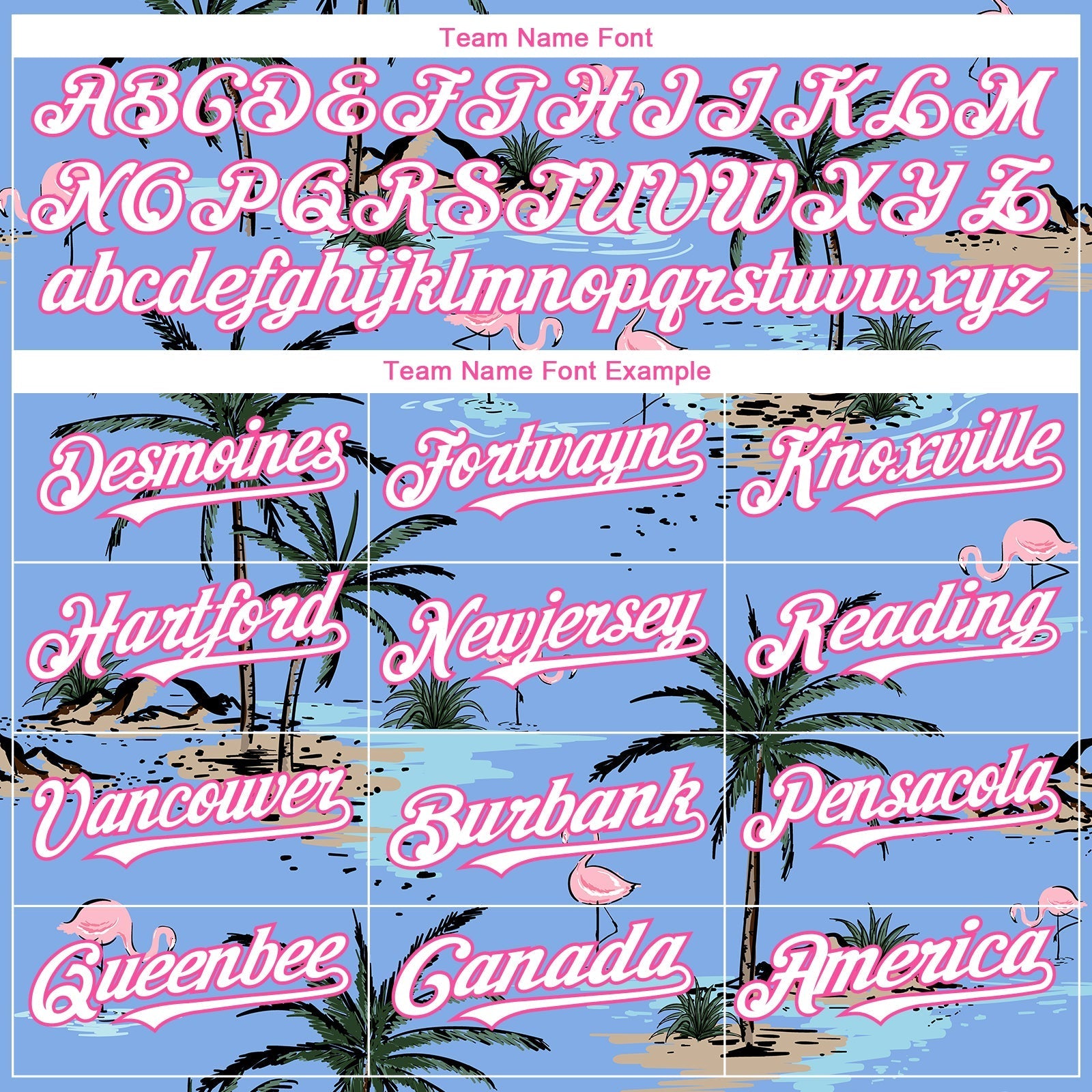 Custom Light Blue White-Pink 3D Pattern Design Tropical Hawaii Palm Trees Authentic Baseball Jersey baseball jersey product view 4