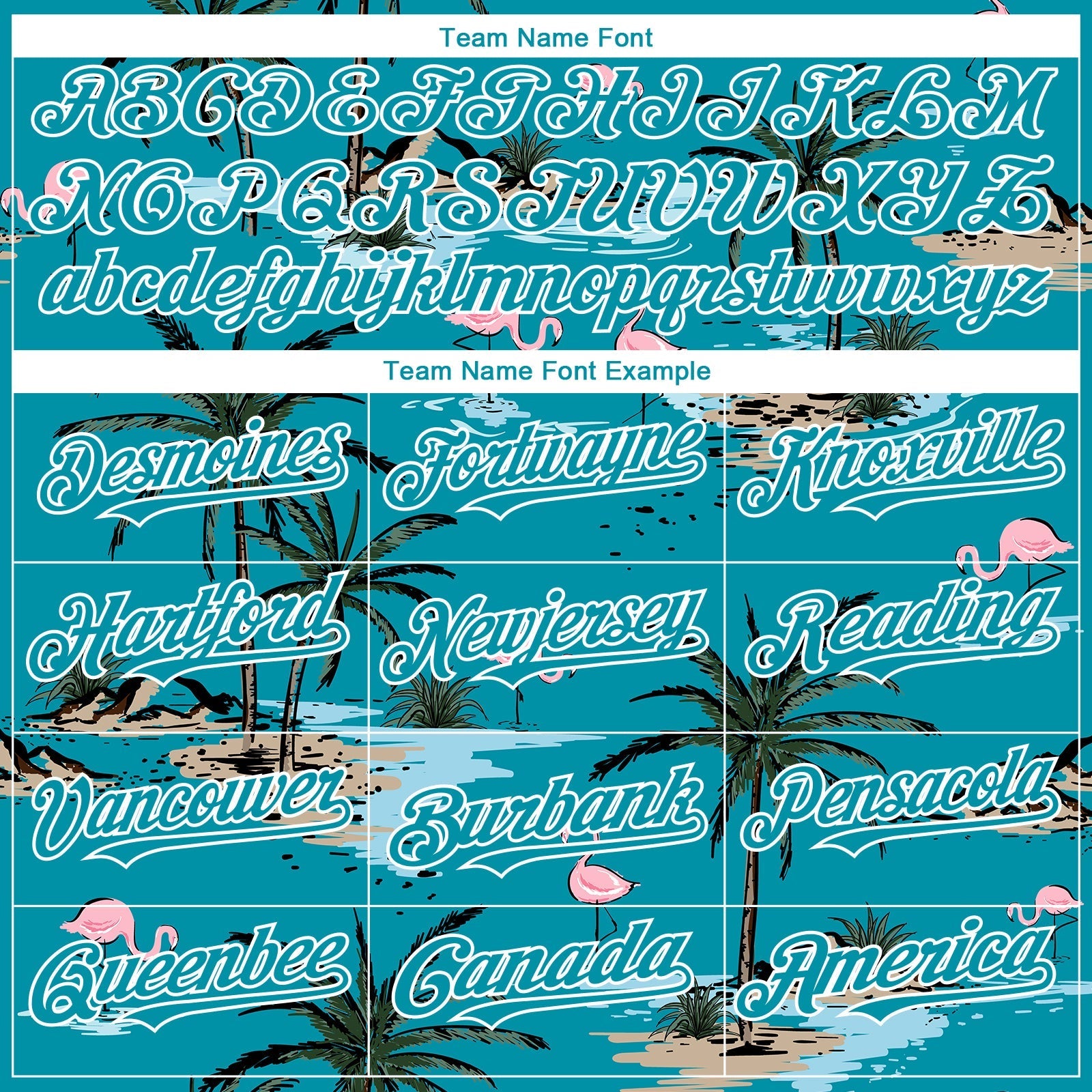 Custom Teal White 3D Pattern Design Tropical Hawaii Palm Trees Authentic Baseball Jersey baseball jersey product view 4