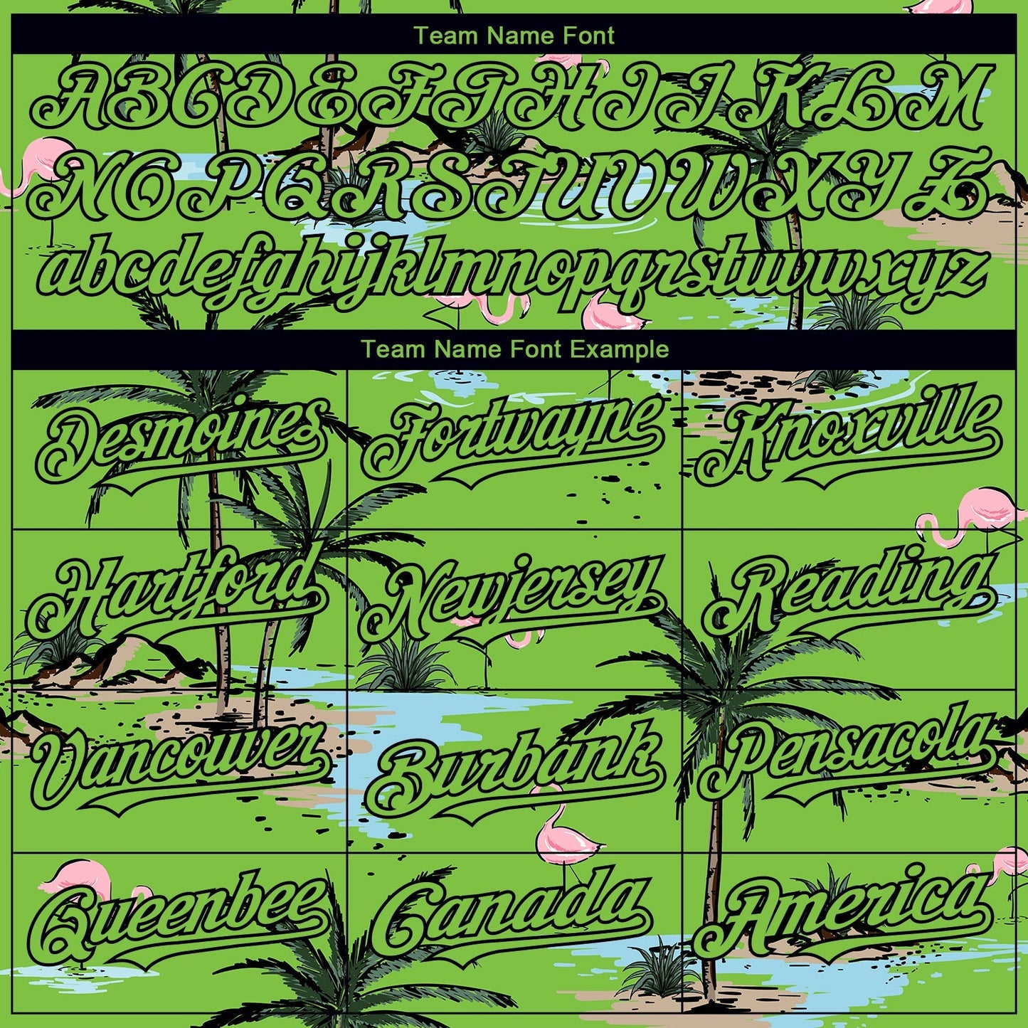 Custom Neon Green Black 3D Pattern Design Tropical Hawaii Palm Trees Authentic Baseball Jersey baseball jersey product view 4