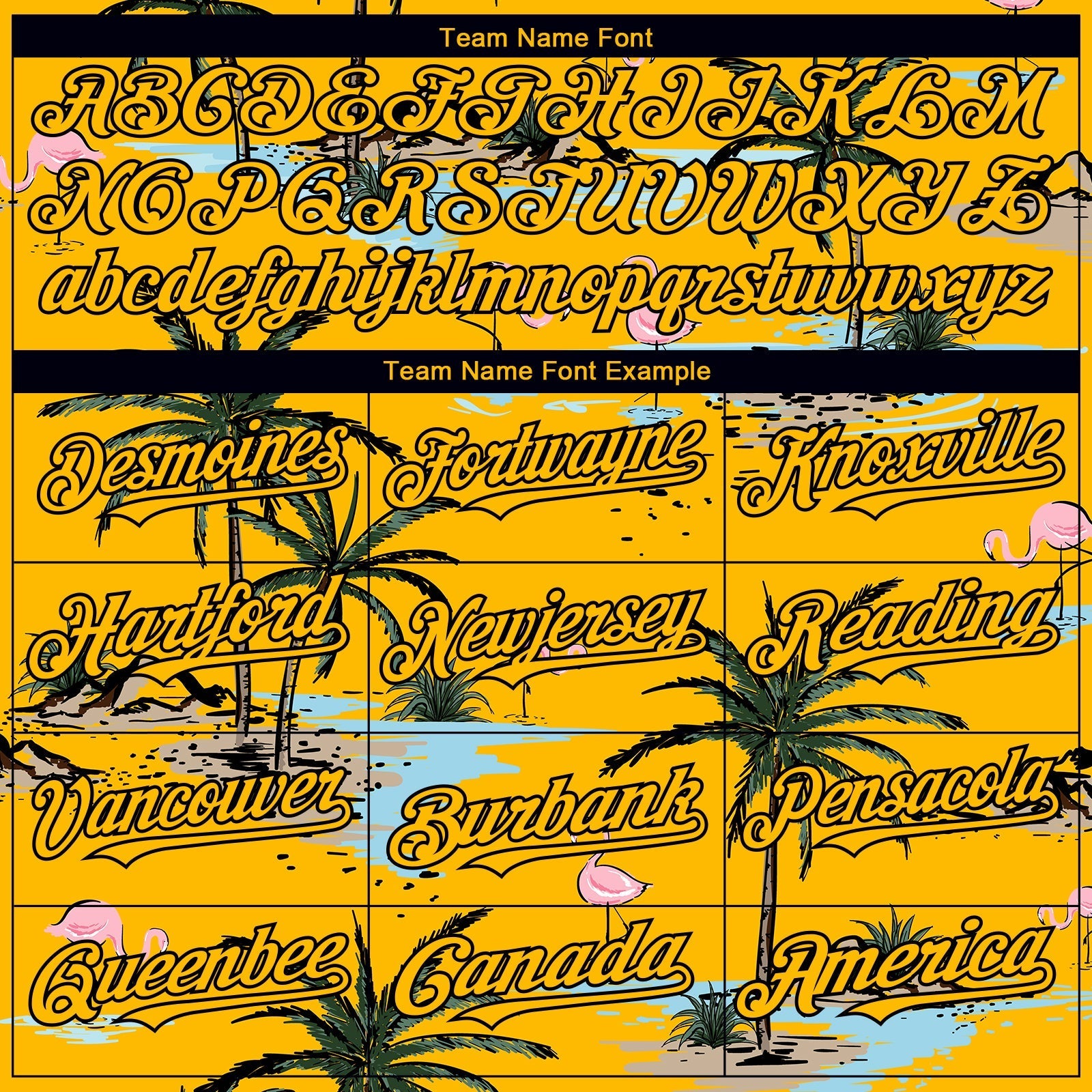 Custom Yellow Black 3D Pattern Design Tropical Hawaii Palm Trees Authentic Baseball Jersey baseball jersey product view 4