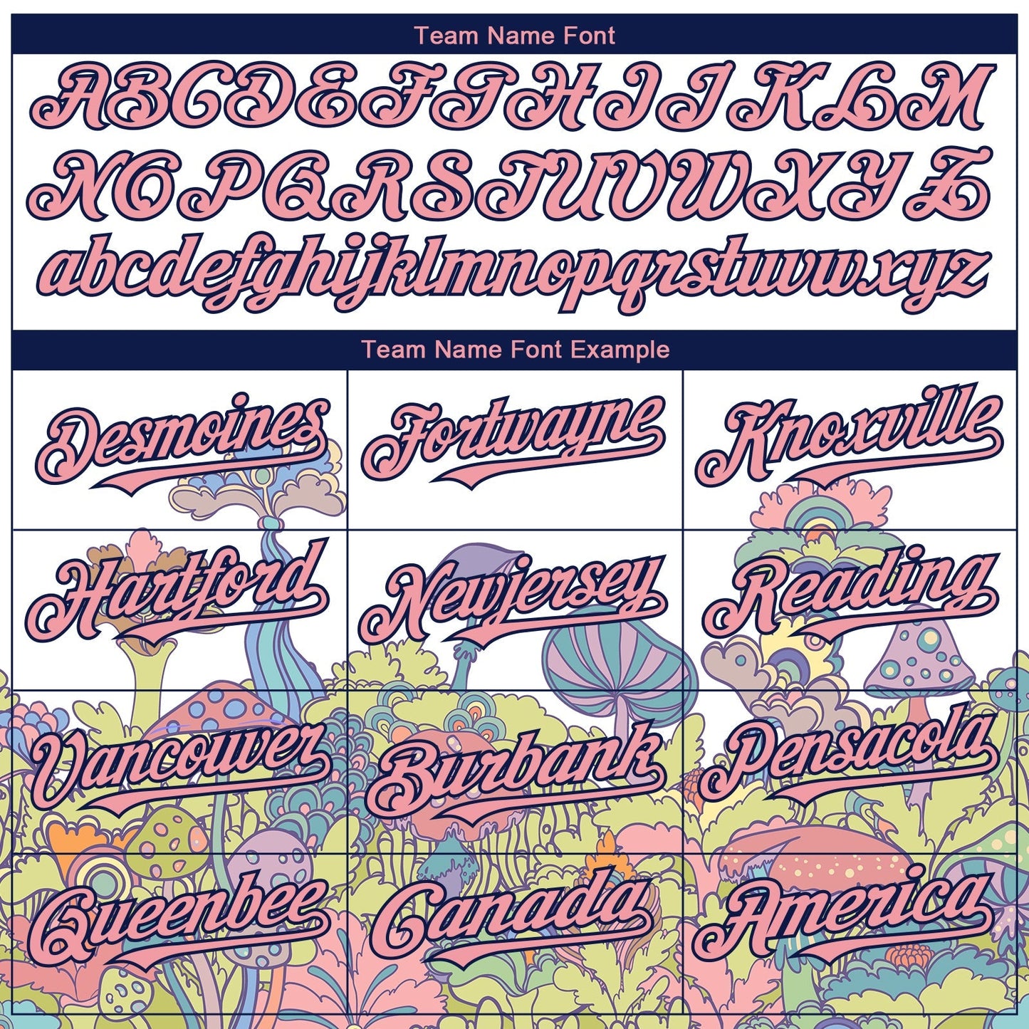 Custom White Medium Pink-Navy 3D Pattern Design Colorful Flowers And Mushrooms Psychedelic Hallucination Authentic Baseball Jersey baseball jersey product view 4