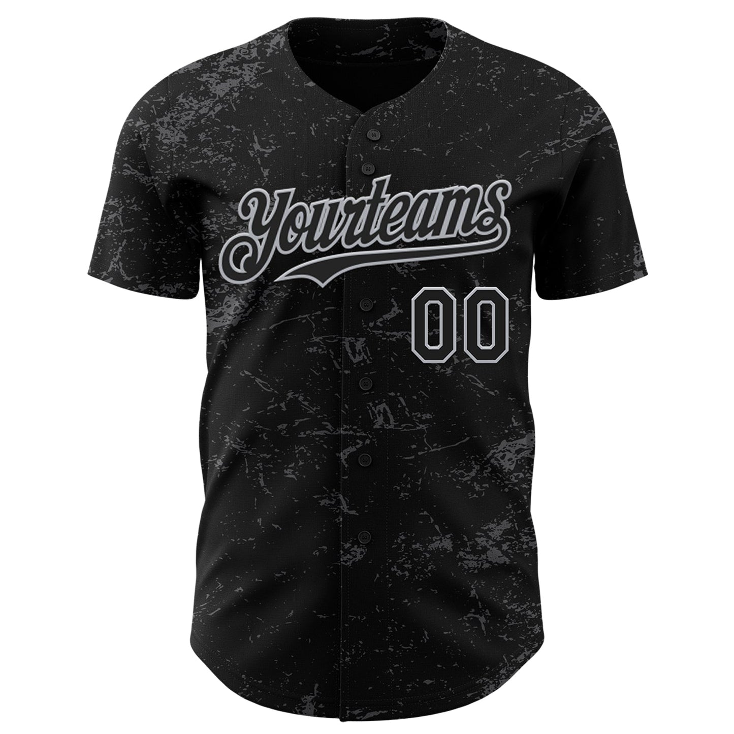 Custom Black Gray-Steel Gray 3D Pattern Design Abstract Splatter Texture Authentic Baseball Jersey baseball jersey product view 2