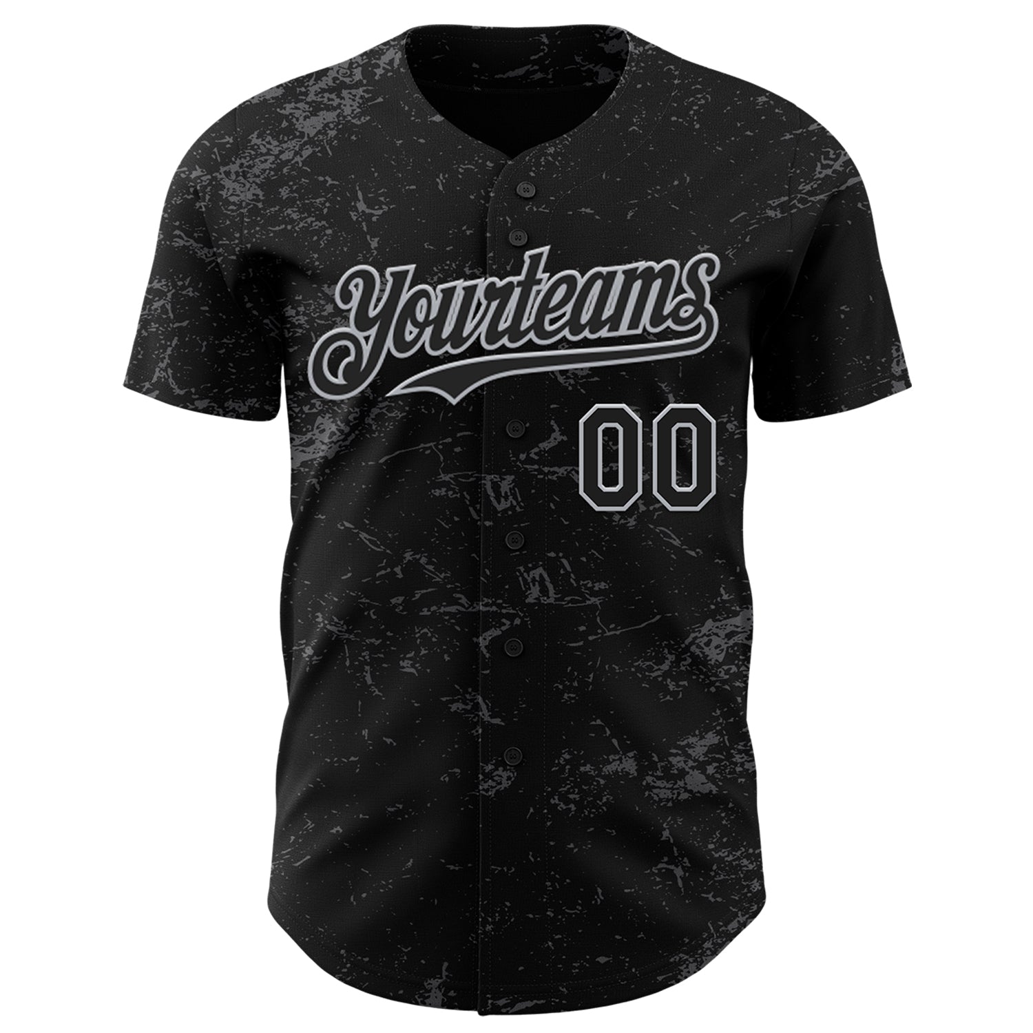 Custom Black Gray-Steel Gray 3D Pattern Design Abstract Splatter Texture Authentic Baseball Jersey baseball jersey product view 2