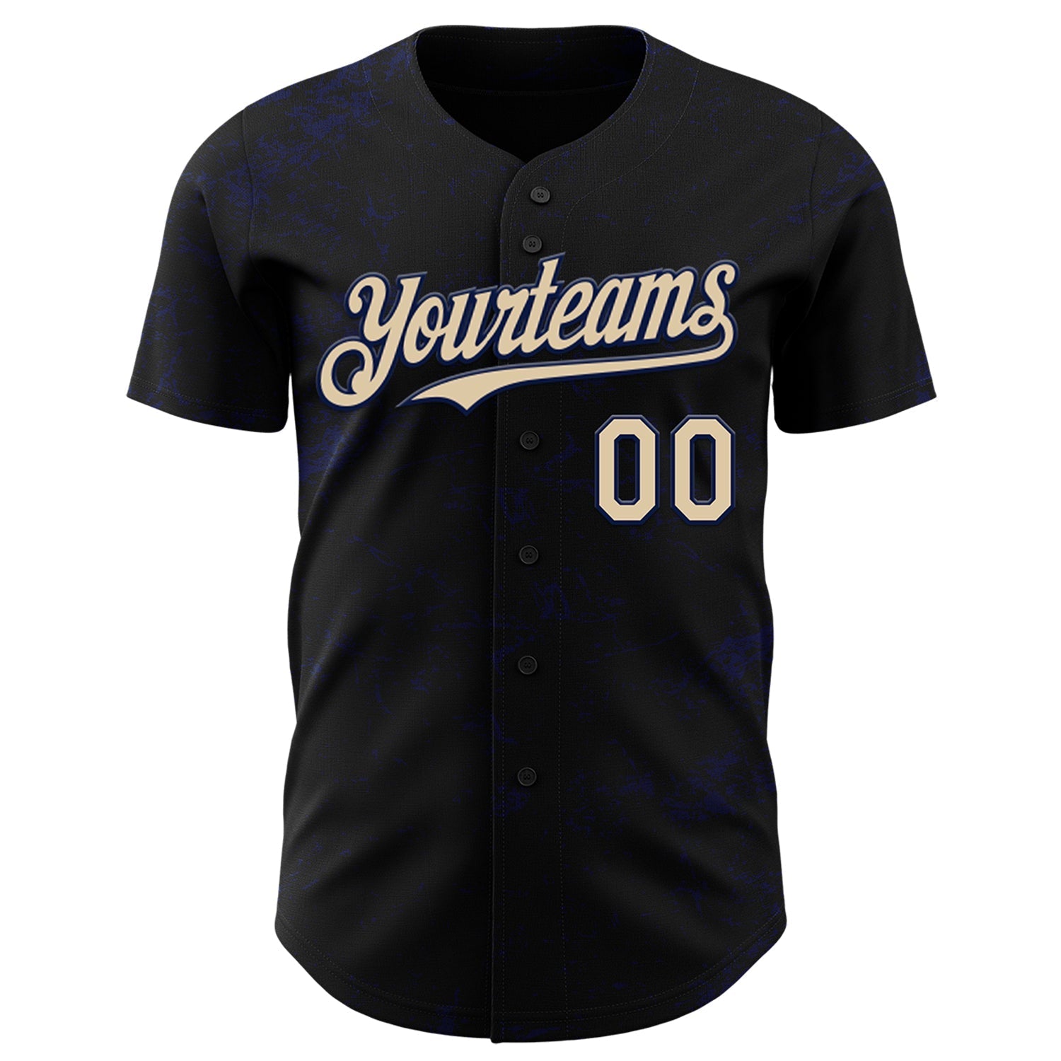 Custom Black City Cream-Navy 3D Pattern Design Abstract Splatter Texture Authentic Baseball Jersey baseball jersey product view 2