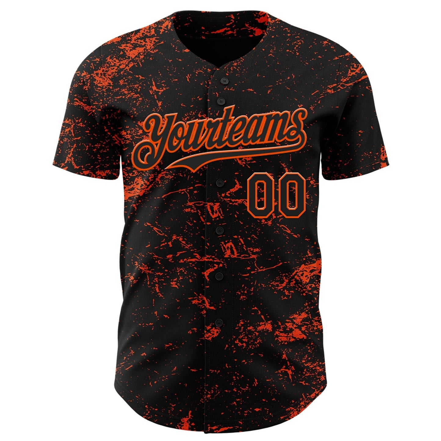 Custom Black Orange 3D Pattern Design Abstract Splatter Texture Authentic Baseball Jersey baseball jersey product view 2
