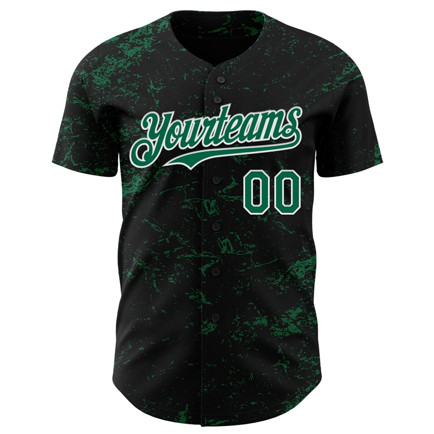 Custom Black Kelly Green-White 3D Pattern Design Abstract Splatter Texture Authentic Baseball Jersey baseball jersey product view 2